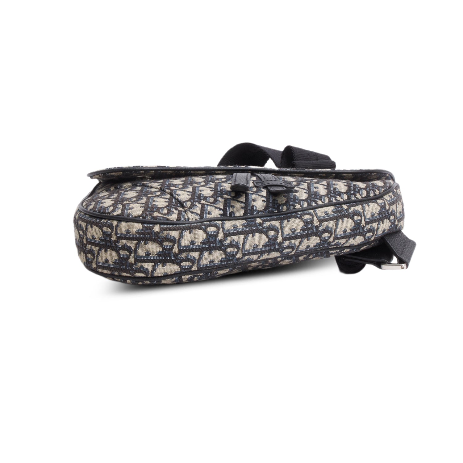 Christian Dior 2022 Navy Oblique Canvas Jacquard Saddle Bag