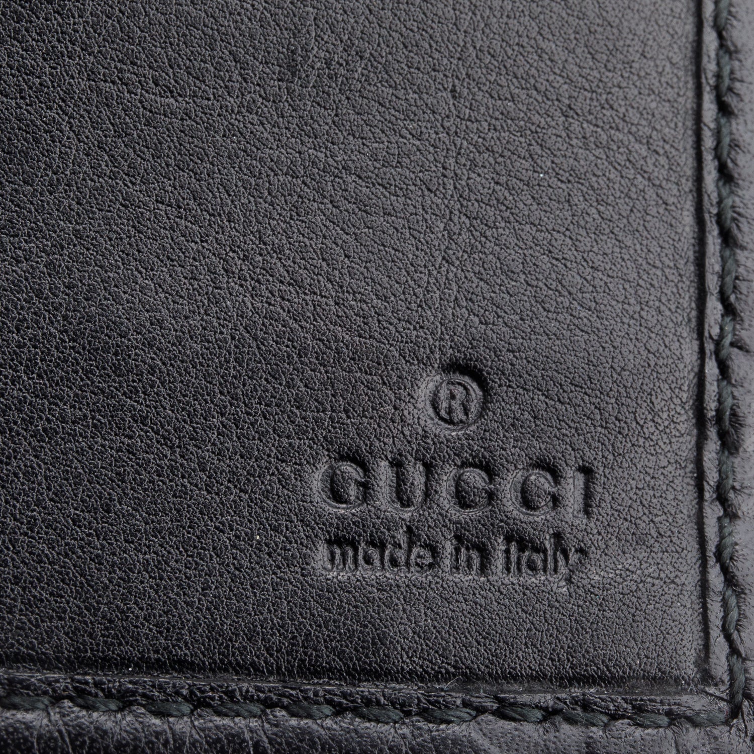 Gucci Black Guccissima Margaux Calfskin Metal Bar Chain Wallet w/ Box