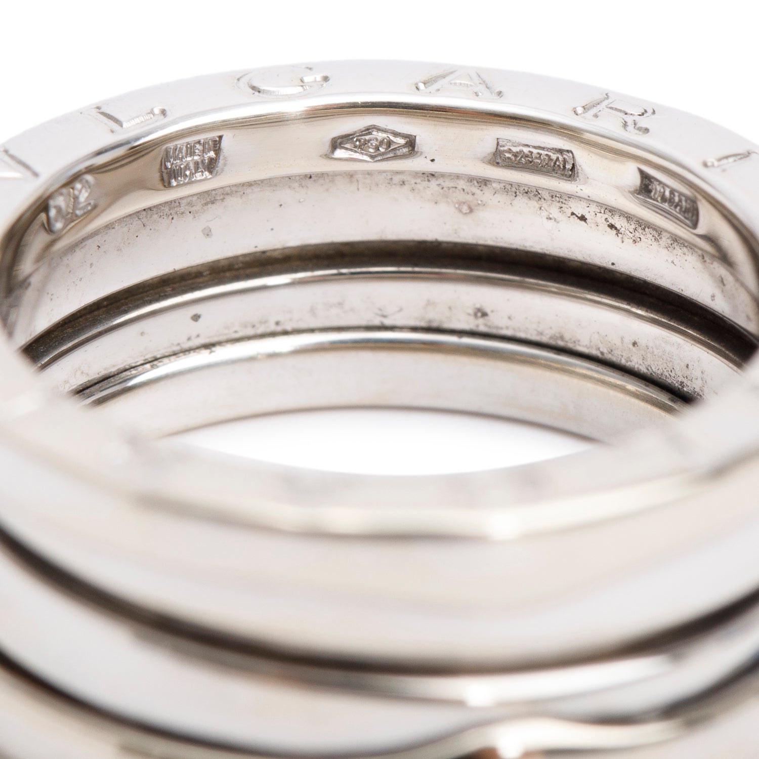 BVLGARI 18k White Gold B.Zero1 Three-Band Ring, Size 52 6