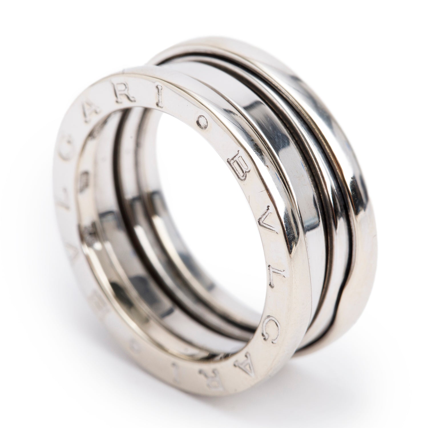 BVLGARI 18k White Gold B.Zero1 Three-Band Ring, Size 52 6
