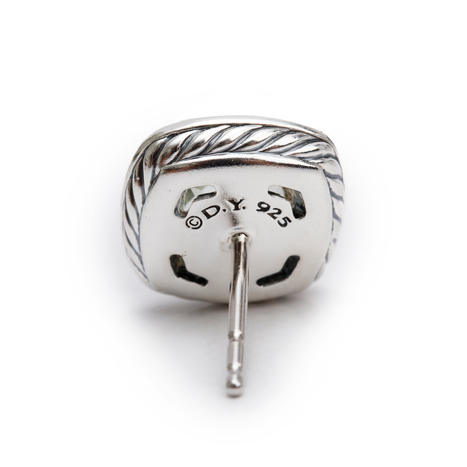 David Yurman Sterling Silver Prasiolite & Diamond Albion Stud Earrings, 7 MM