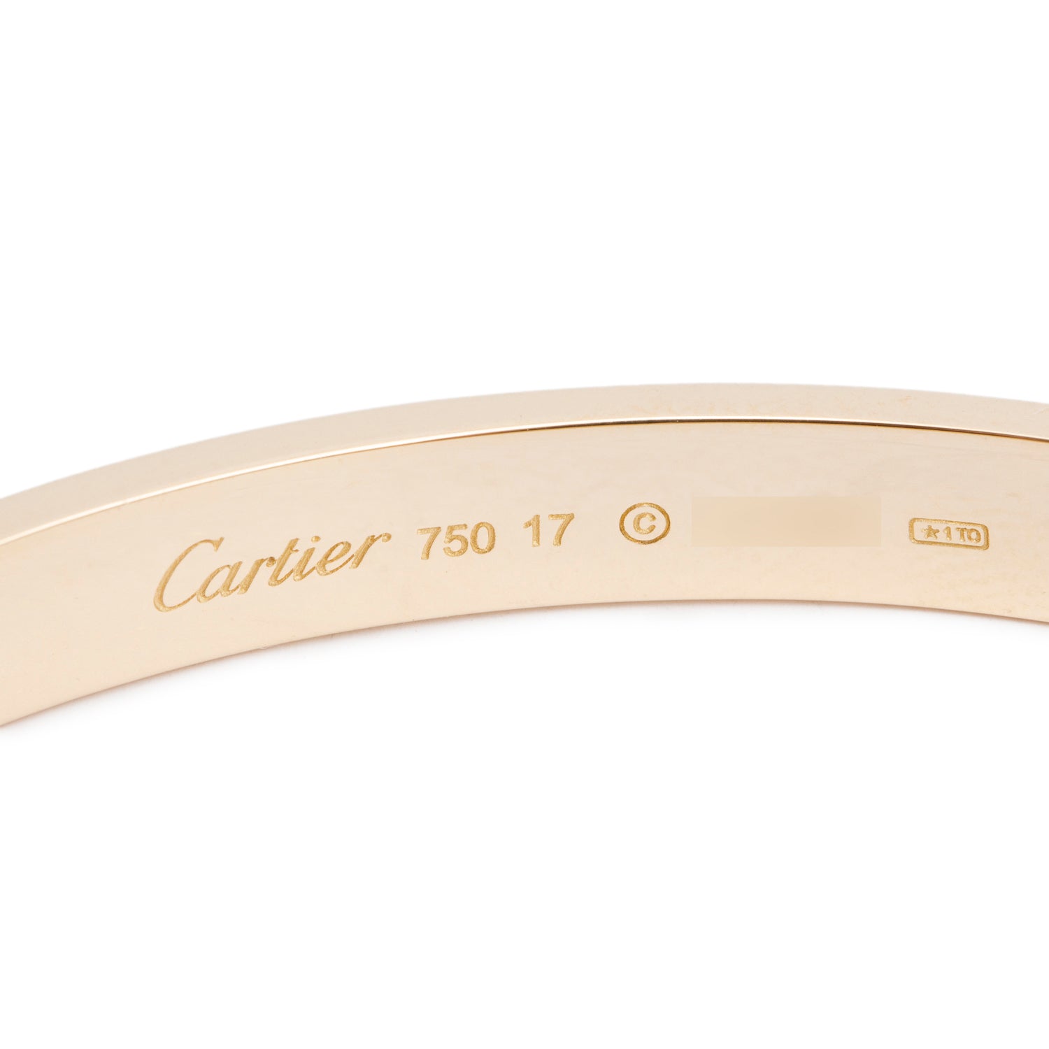 Cartier 18k Yellow Gold Love Bracelet, Classic Model, Size 17 w/ Box & Certificate