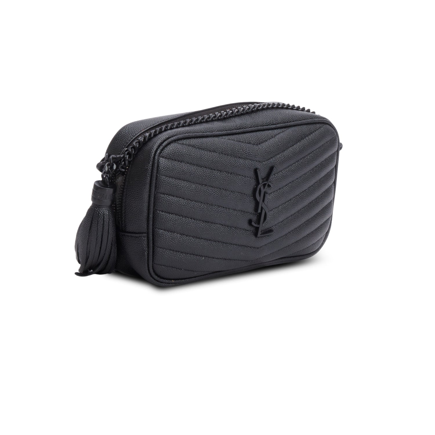 Saint Laurent Black Grain de Poudre Matelasse Mini Lou Camera Bag