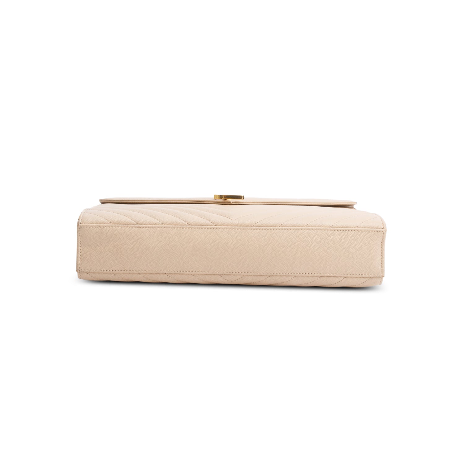 Saint Laurent Beige Quilted Grain De Poudre Leather Large Envelope Chain Bag