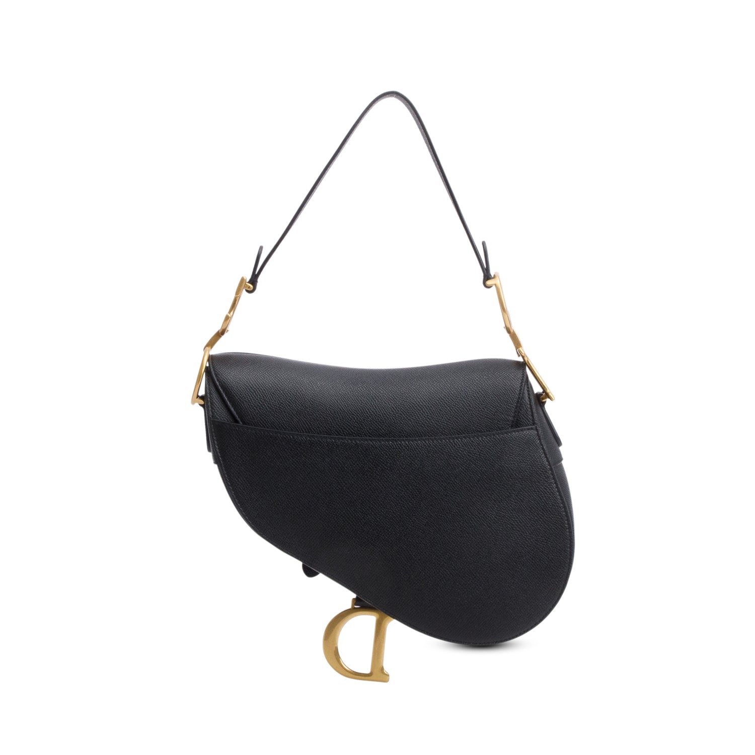 Christian Dior 2022 Black Grained Calfskin Saddle Bag w/ Box & Authenticity Card