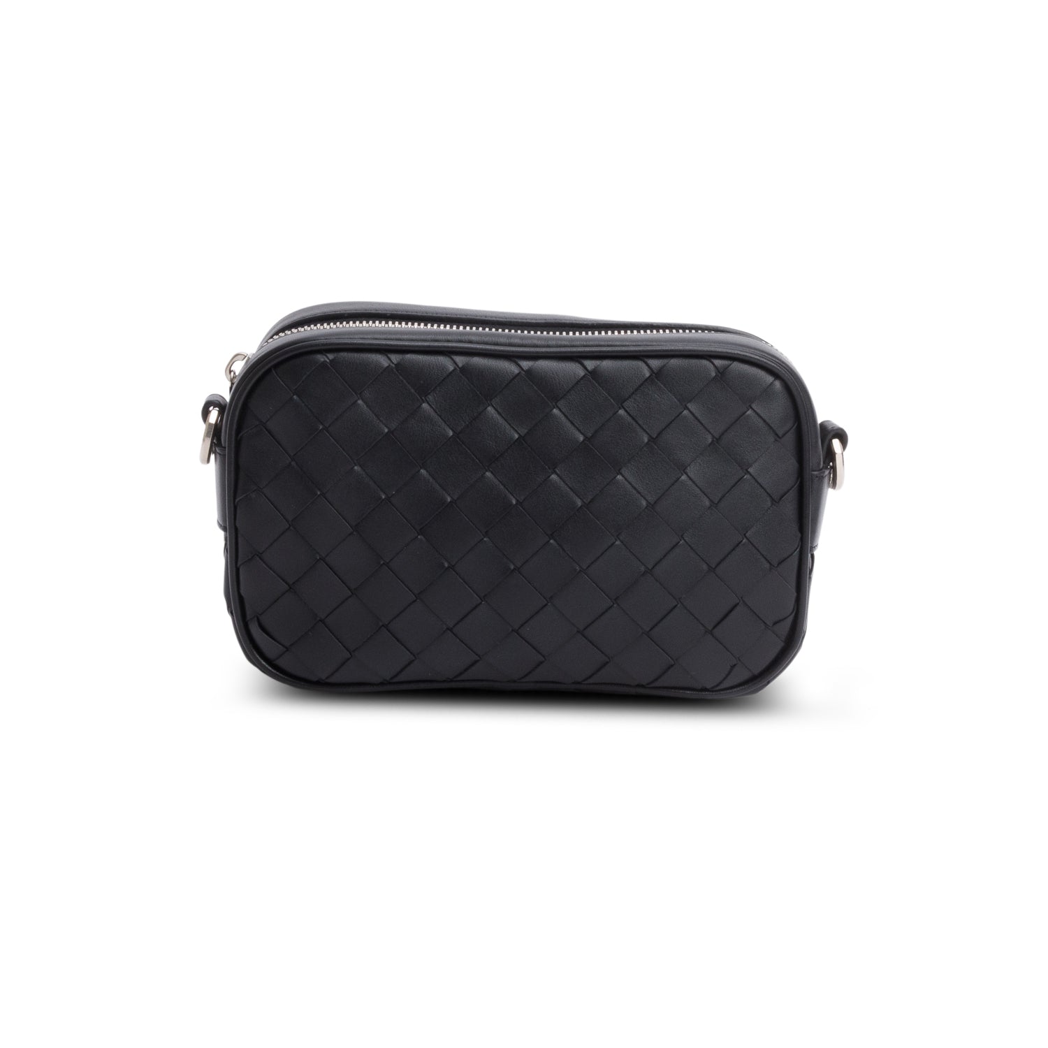 Bottega Veneta Black Nappa Leather Intrecciato Mini Camera Bag