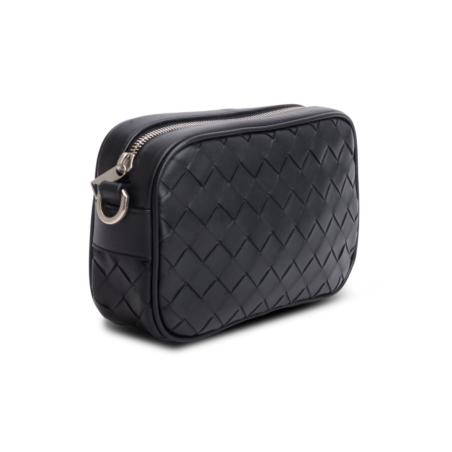 Bottega Veneta Black Nappa Leather Intrecciato Mini Camera Bag