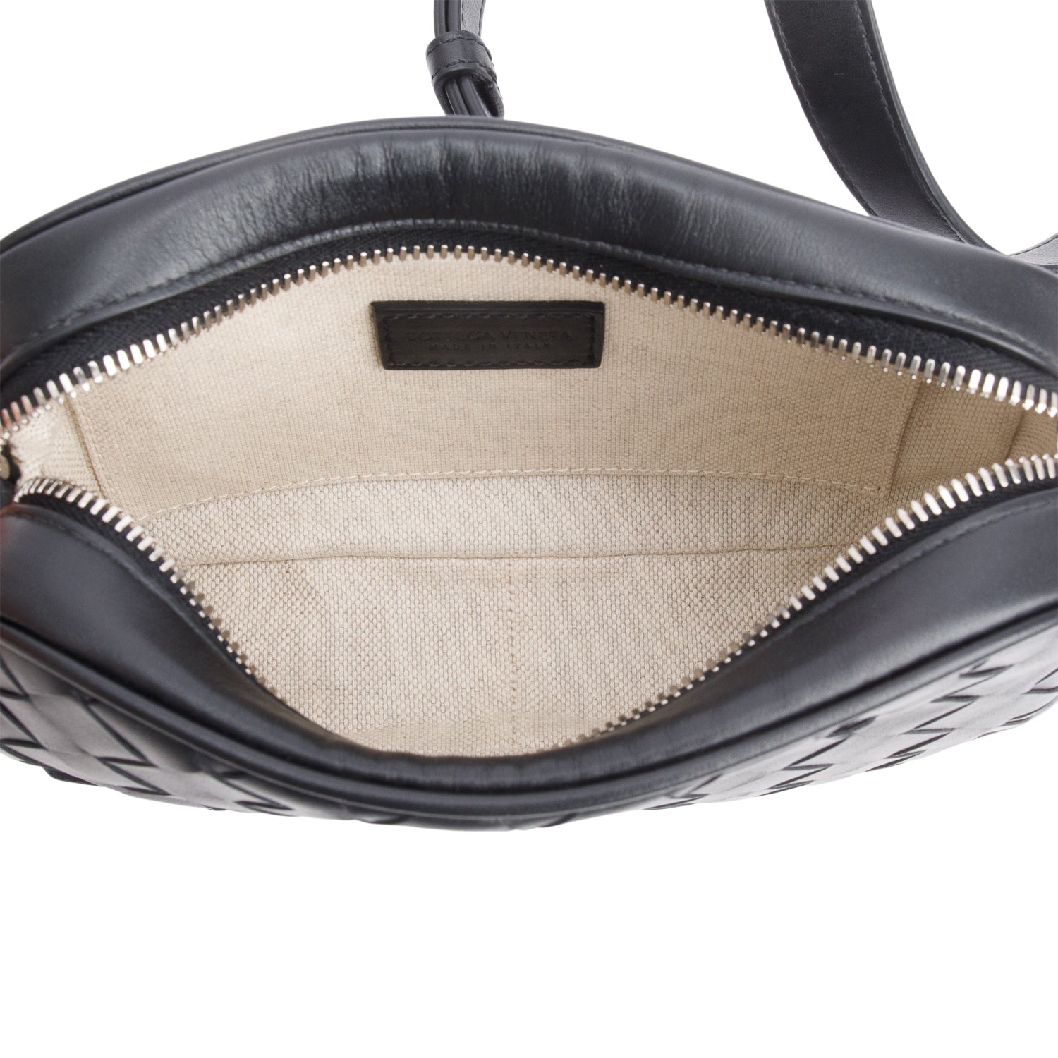 Bottega Veneta Black Nappa Leather Intrecciato Mini Camera Bag