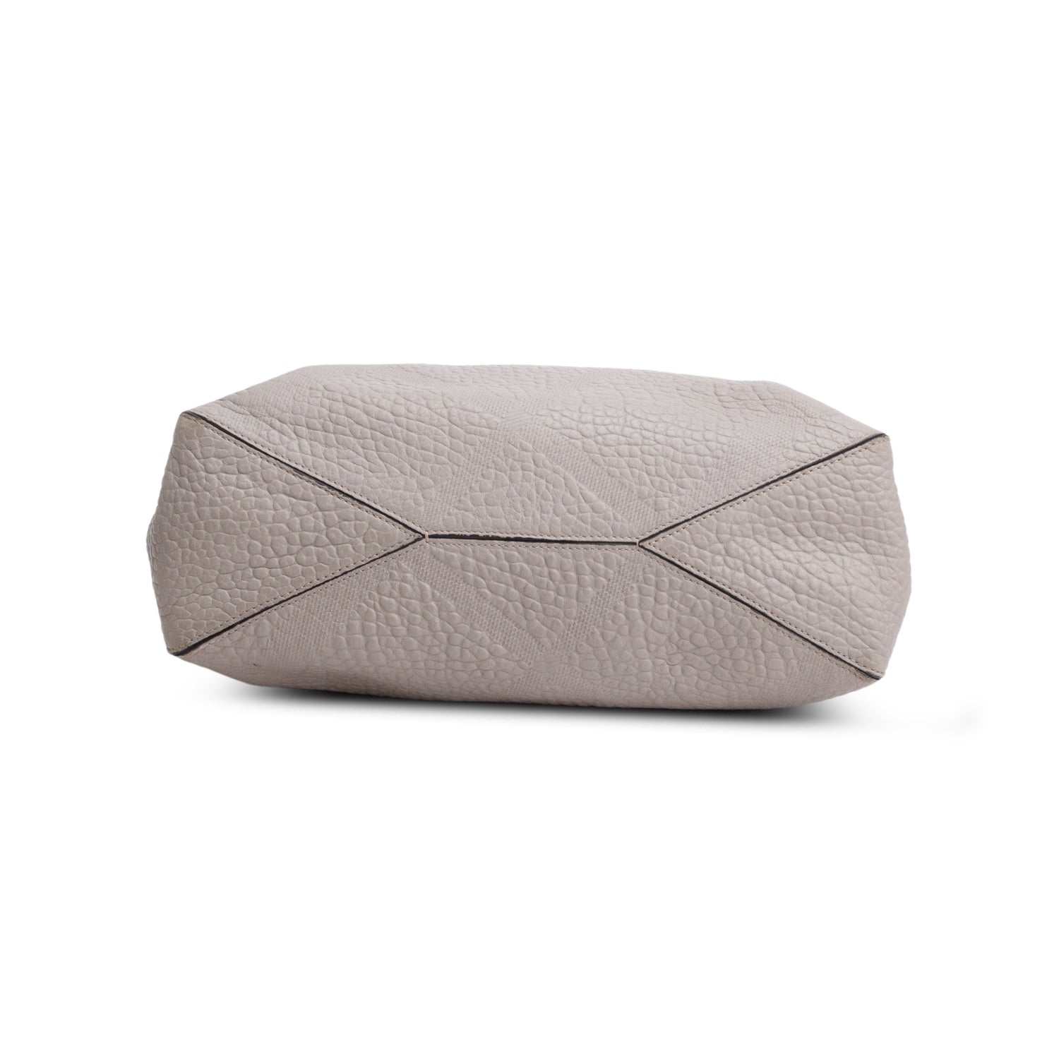 Burberry Grey Check Embossed Heritage Grain Leather Dewsbury Tote w/ Strap