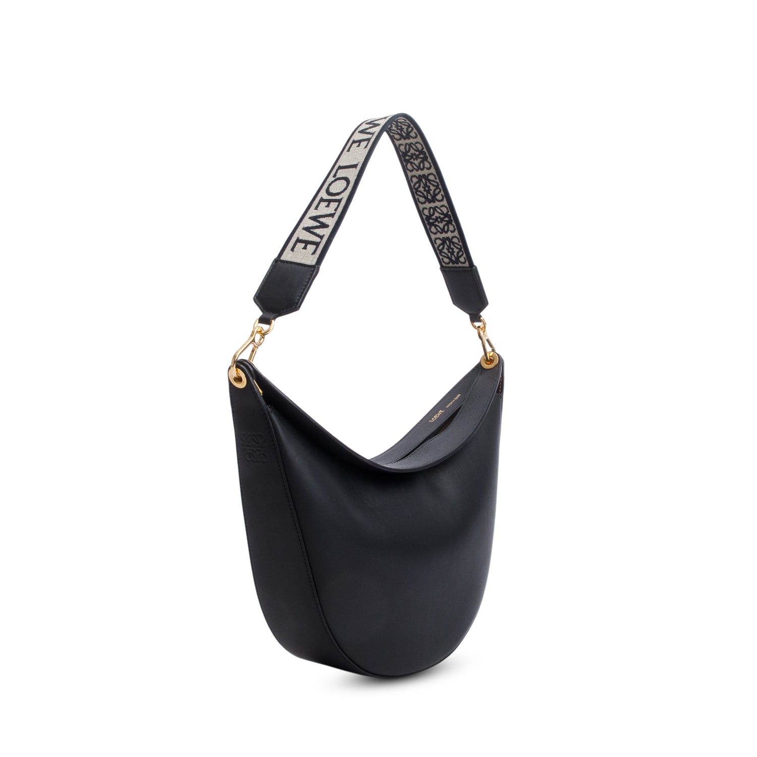 Loewe Black Satin Calfskin Jacquard Medium Luna Bag
