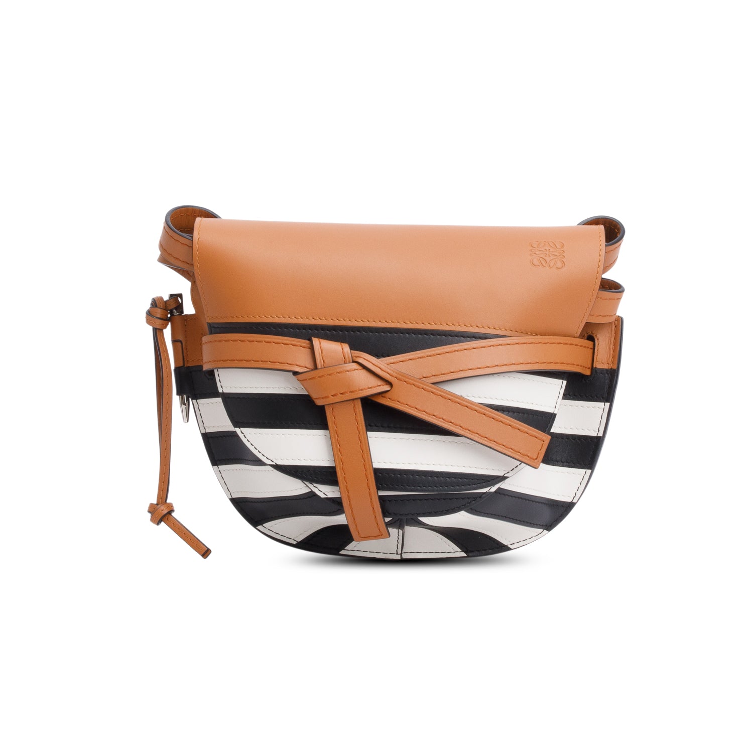 Loewe Brown Marine Striped Calfskin Small Gate Bag
