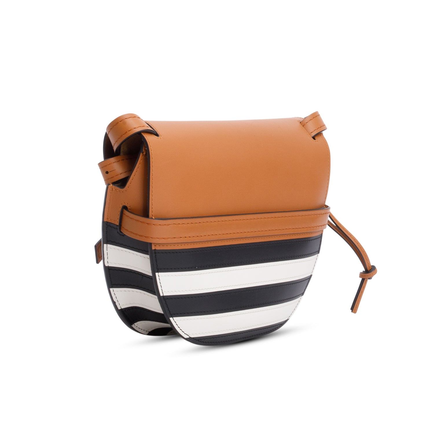 Loewe Brown Marine Striped Calfskin Small Gate Bag