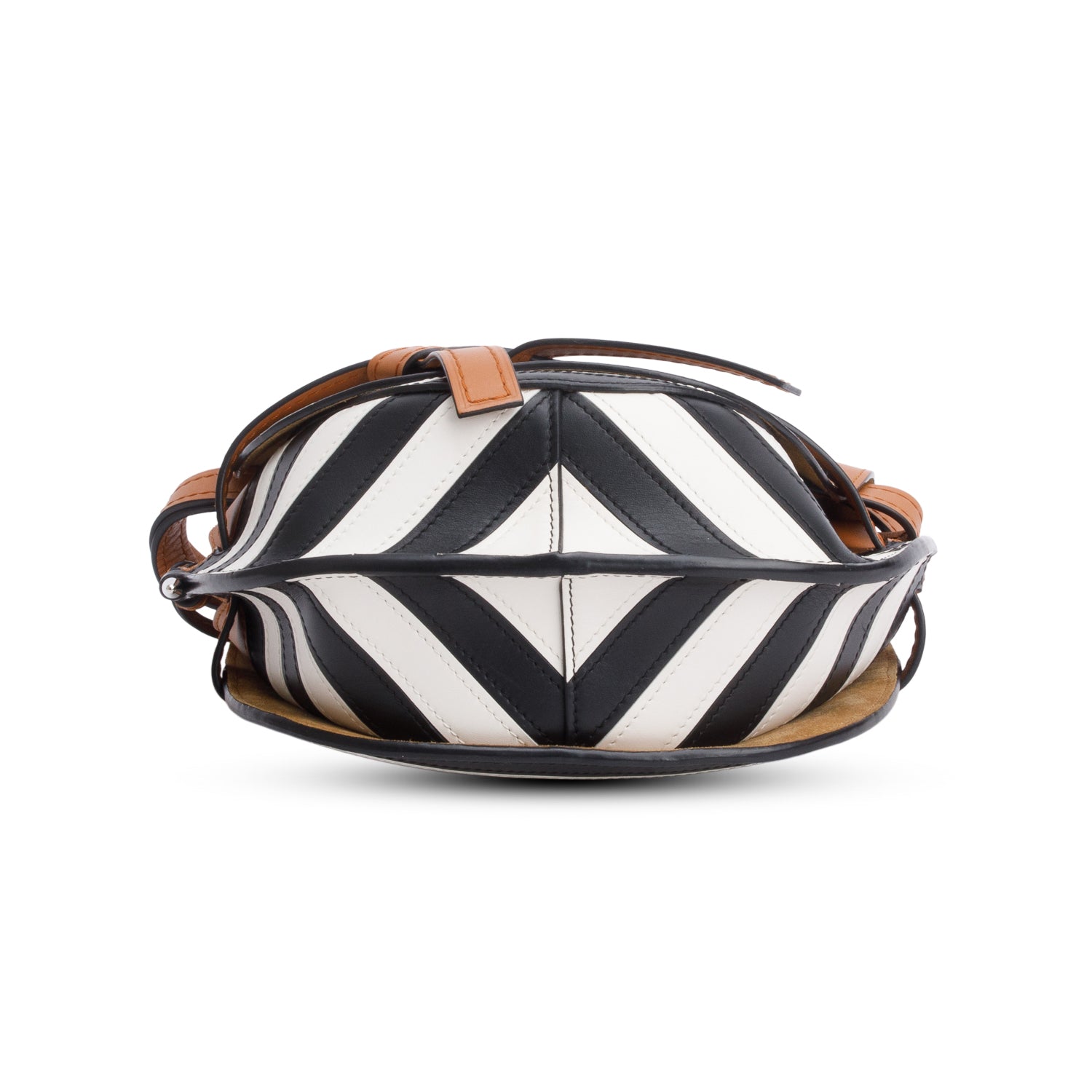 Loewe Brown Marine Striped Calfskin Small Gate Bag