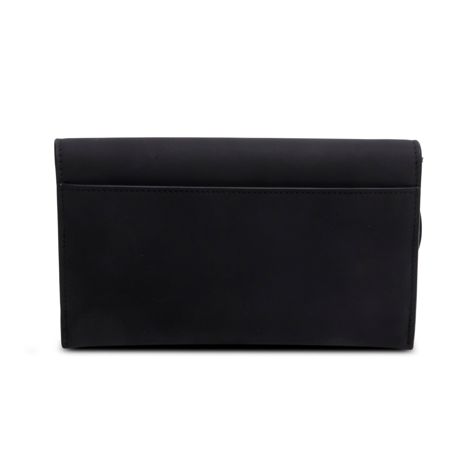 Christian Dior 2022 Black Ultra Matte Calfskin Saddle Chain Wallet Pouch w/ Box