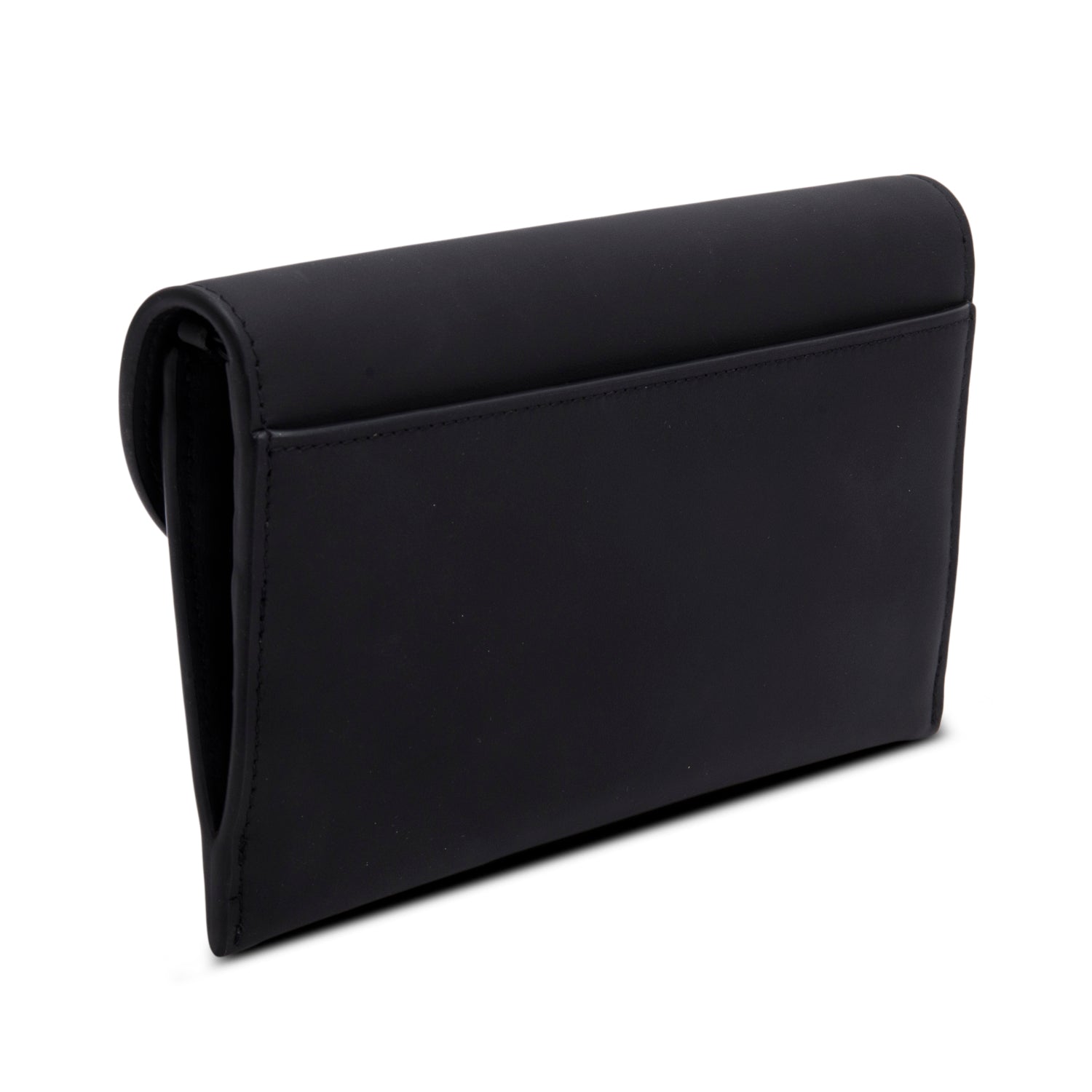 Christian Dior 2022 Black Ultra Matte Calfskin Saddle Chain Wallet Pouch w/ Box