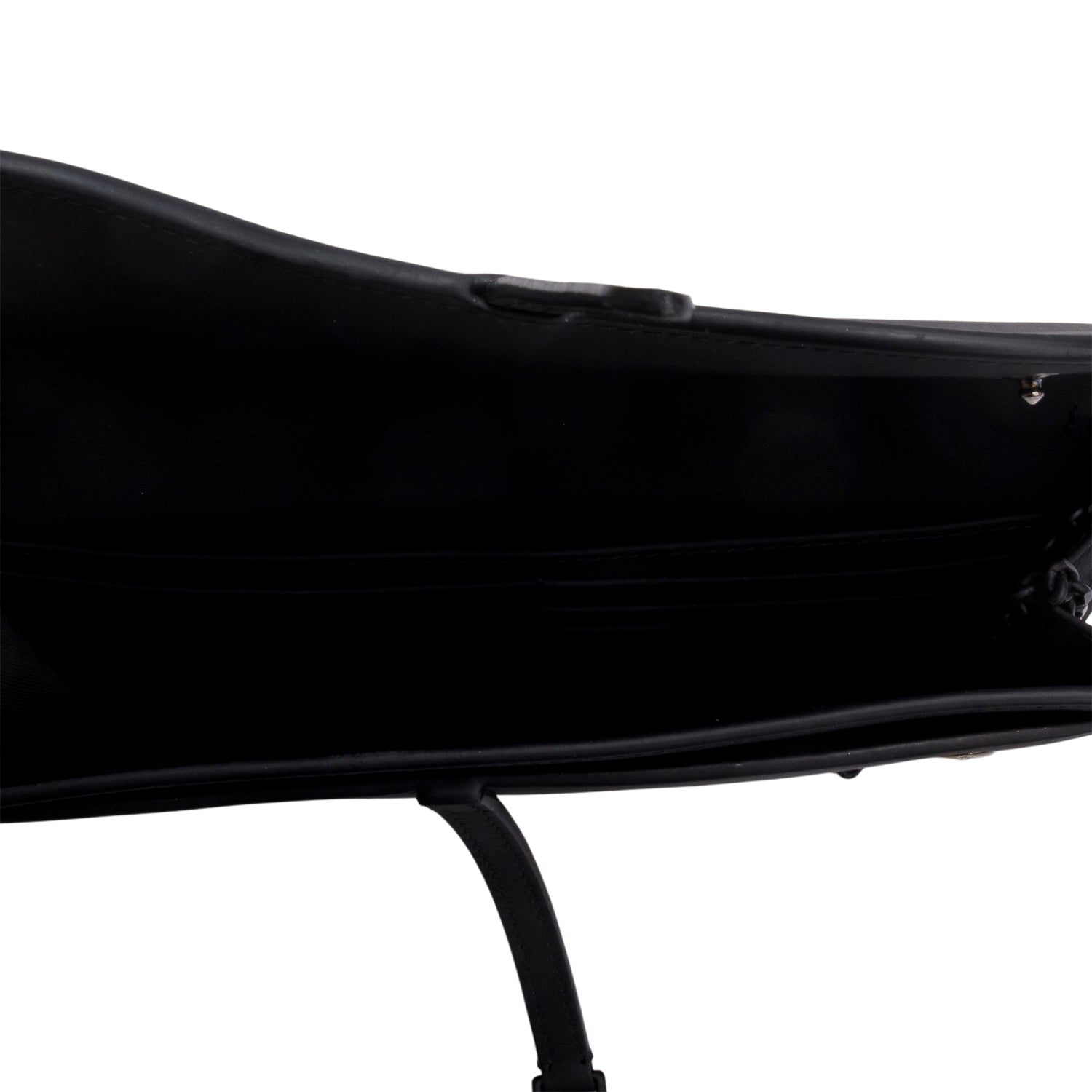 Christian Dior 2022 Black Ultra Matte Calfskin Saddle Chain Wallet Pouch w/ Box