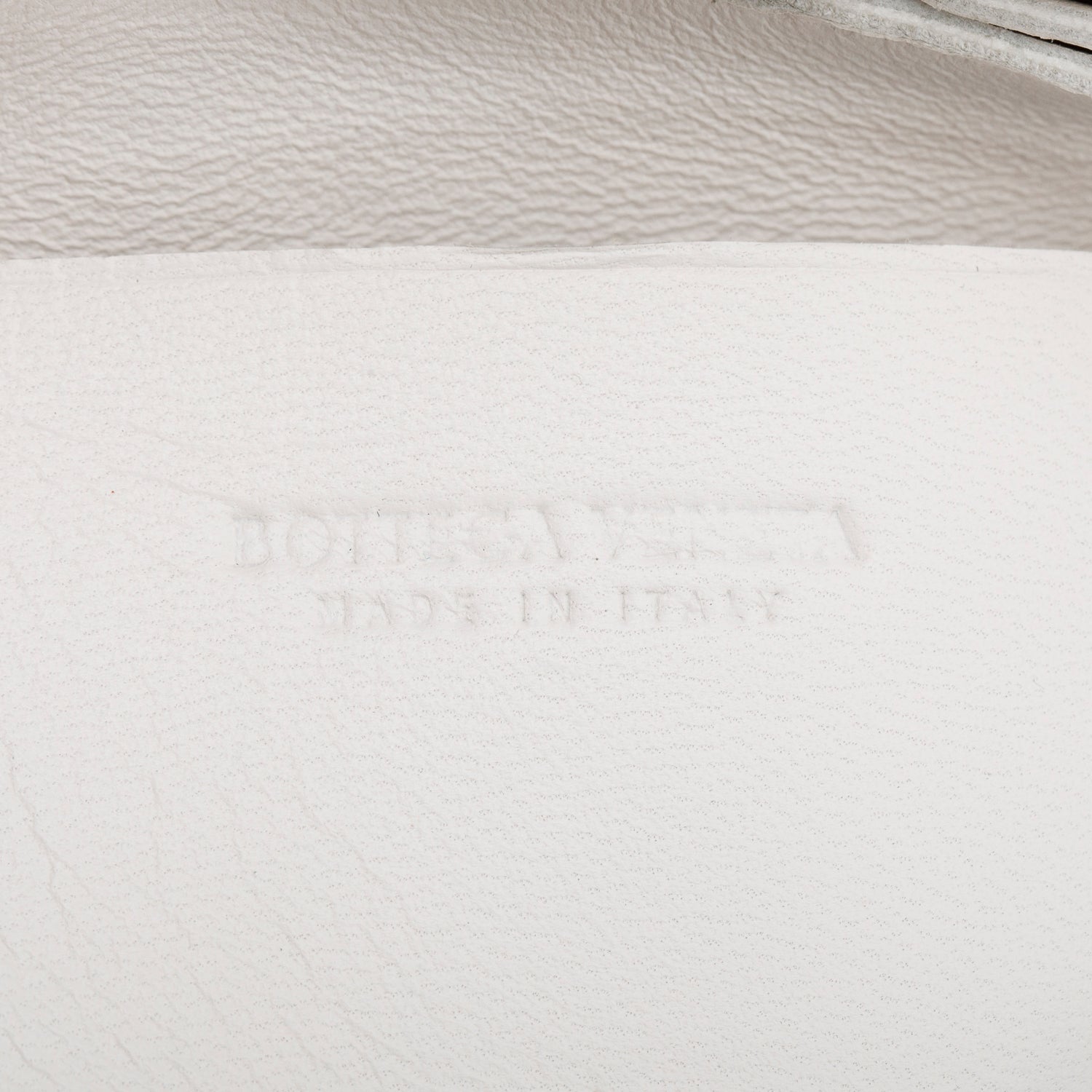 Bottega Veneta White Maxi Intrecciato Leather Extra Mini Cassette Flap Bag w/ Box