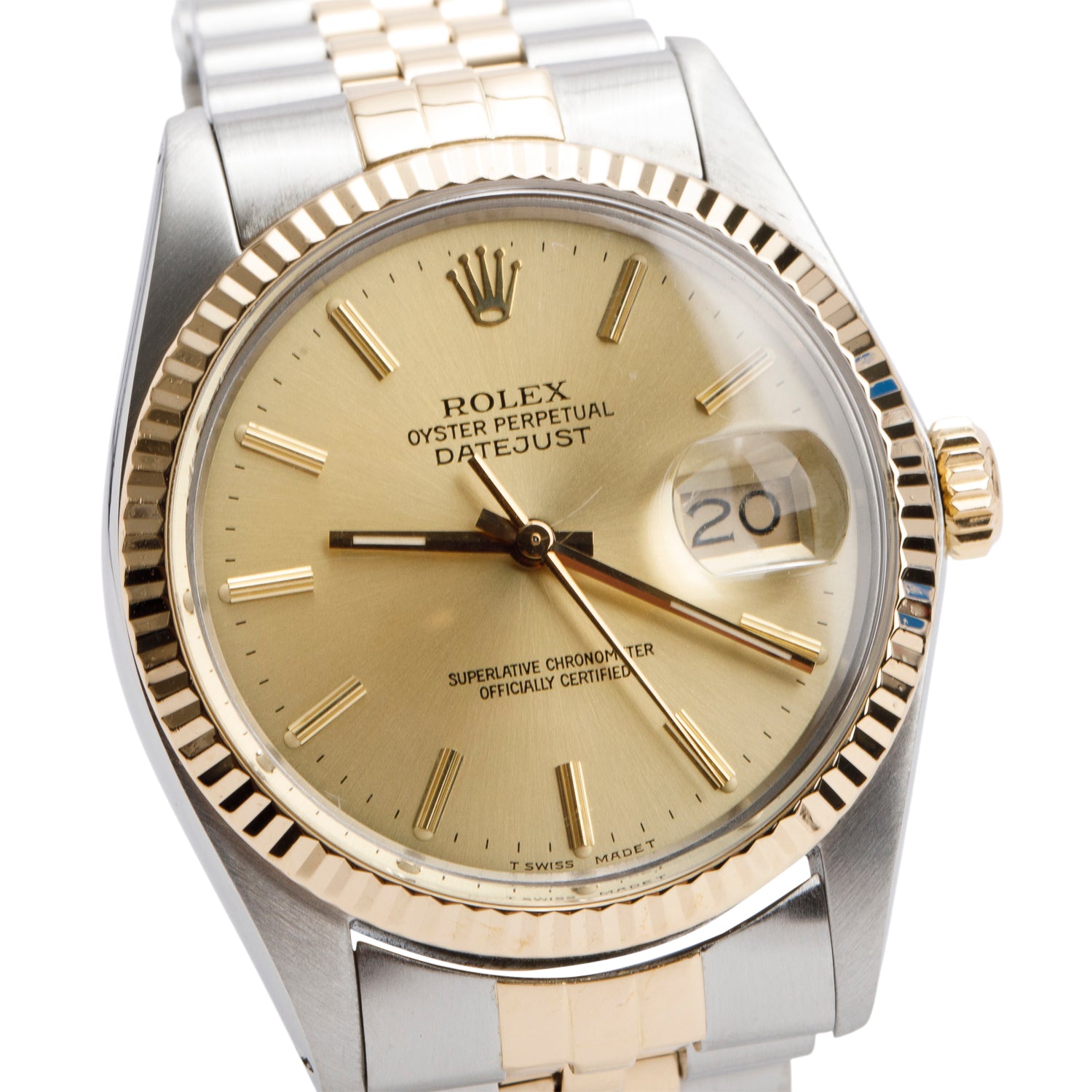Rolex Stainless Steel & 18k Yellow Gold Datejust 36 MM Watch Gold Dial 16013 w/ Box
