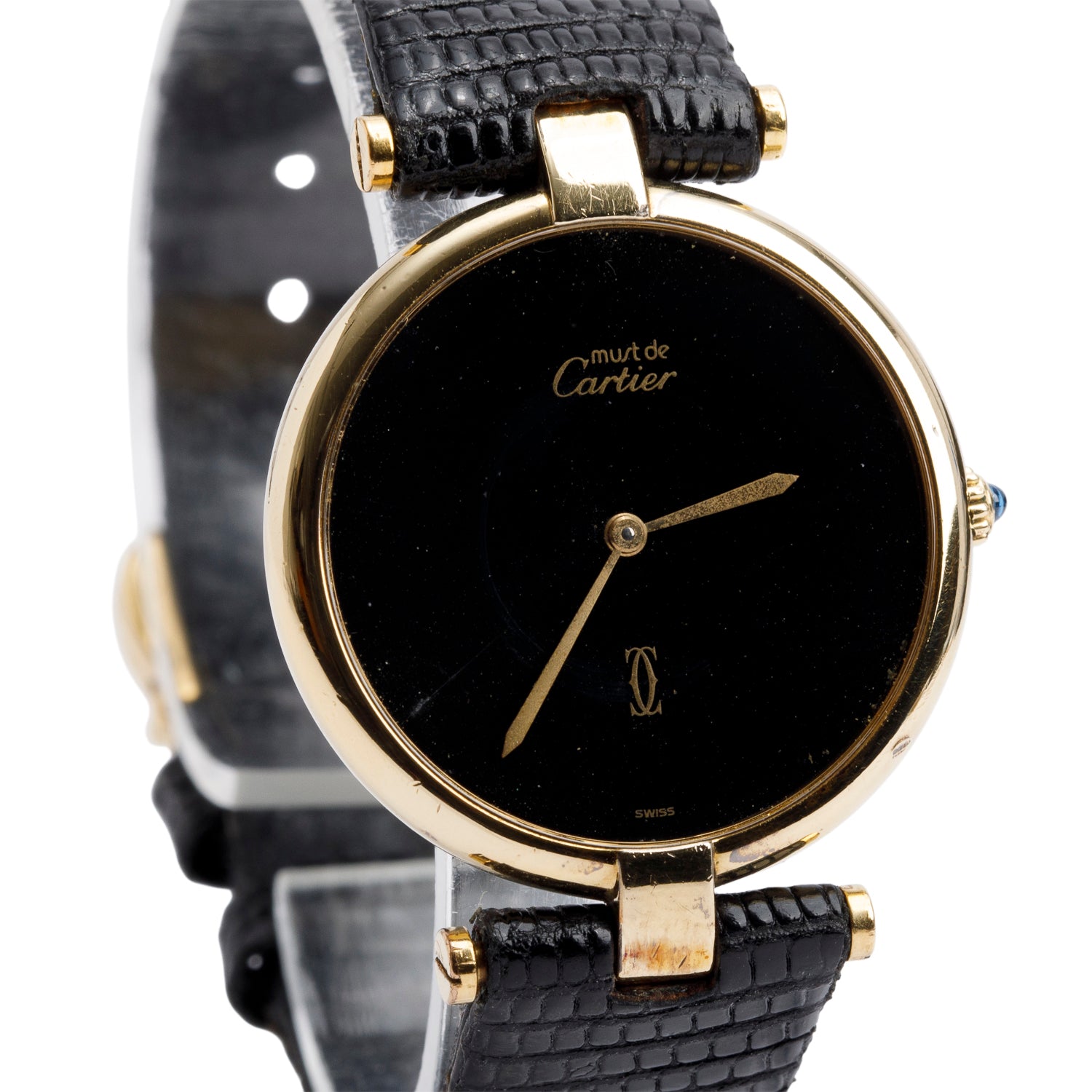 Cartier Vintage 18k Gold Vermeil Sterling Silver Argent Must De Cartier Vendome 30 MM Quartz Watch