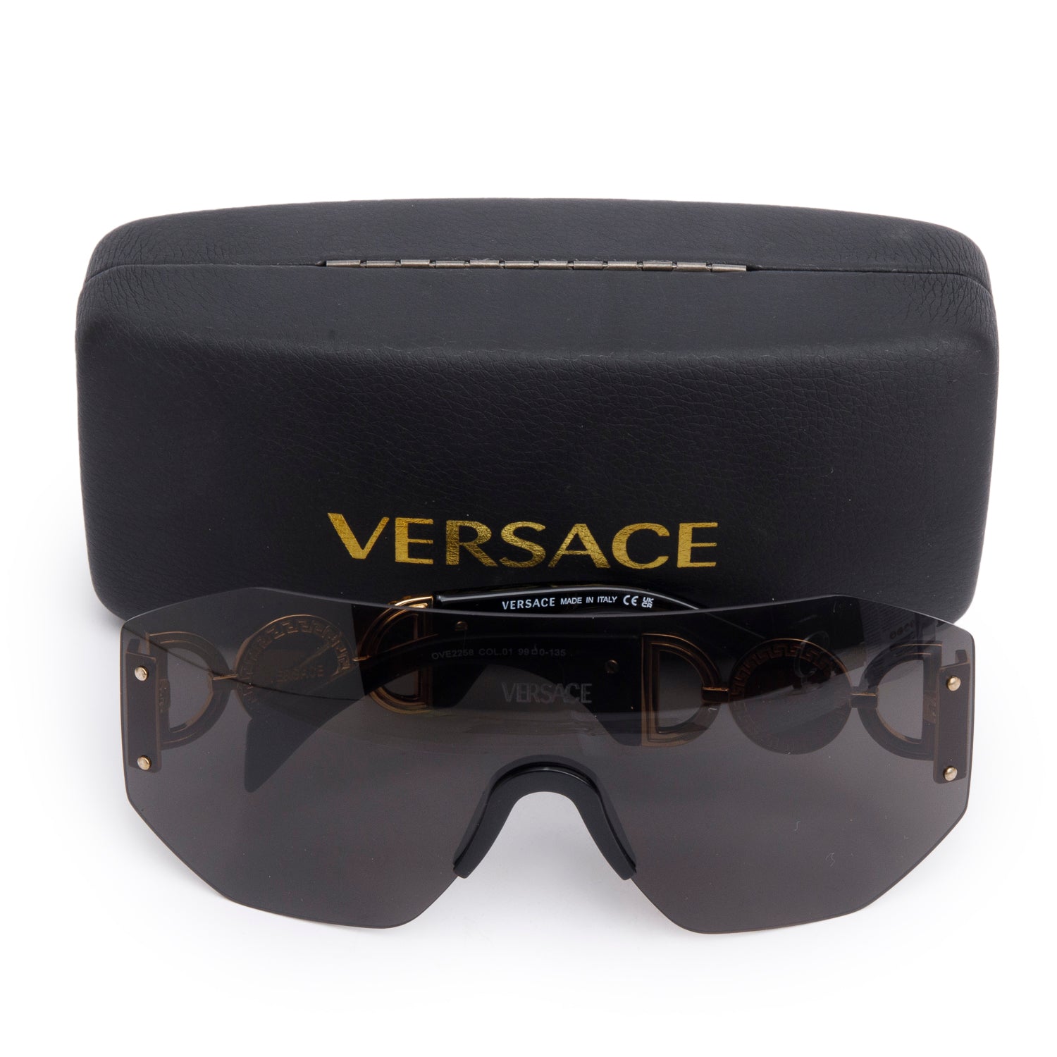 Versace OVE2258 Black Medusa Shield Sunglasses w/ Case