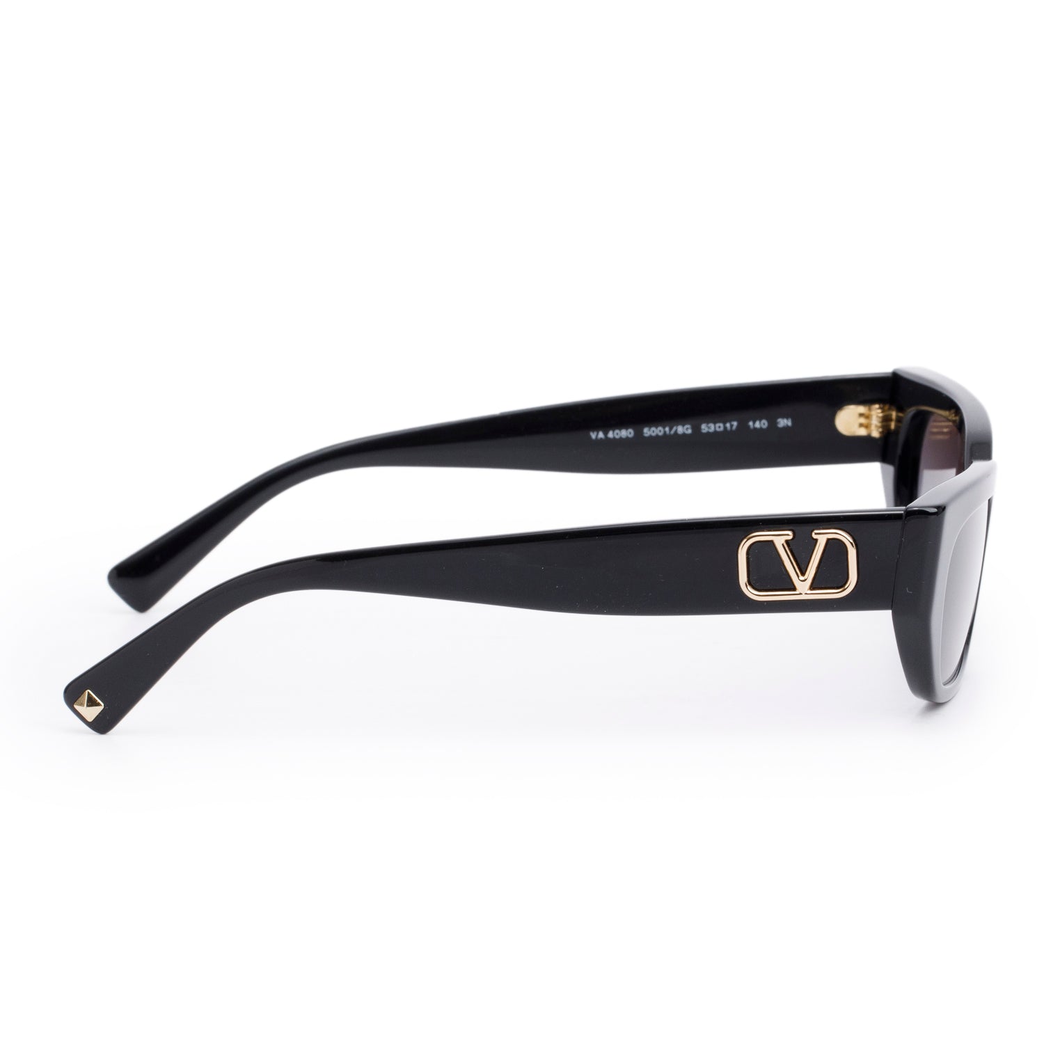 Valentino VA4080 Black Acetate VLogo Rectangle Sunglasses w/ Case