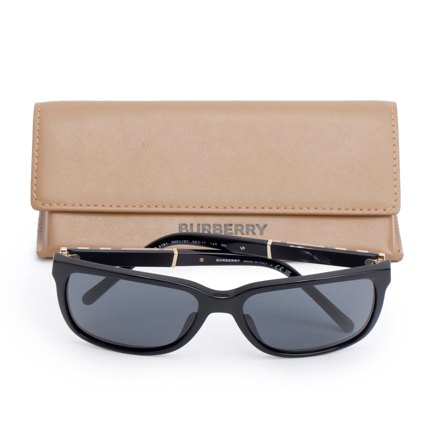 Burberry B 4181 Check/Black Acetate Square Sunglasses w/ Case