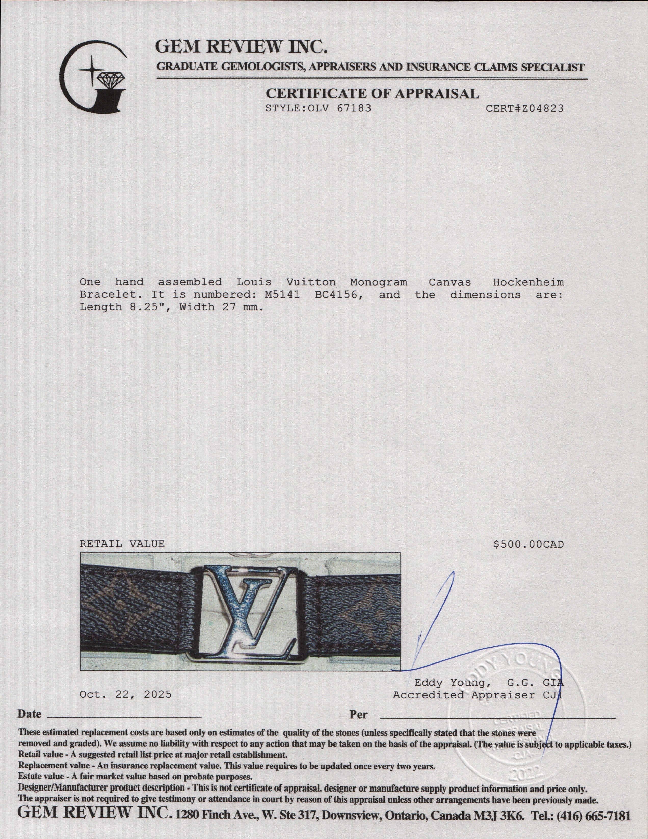 Louis Vuitton Monogram Canvas Hockenheim Bracelet