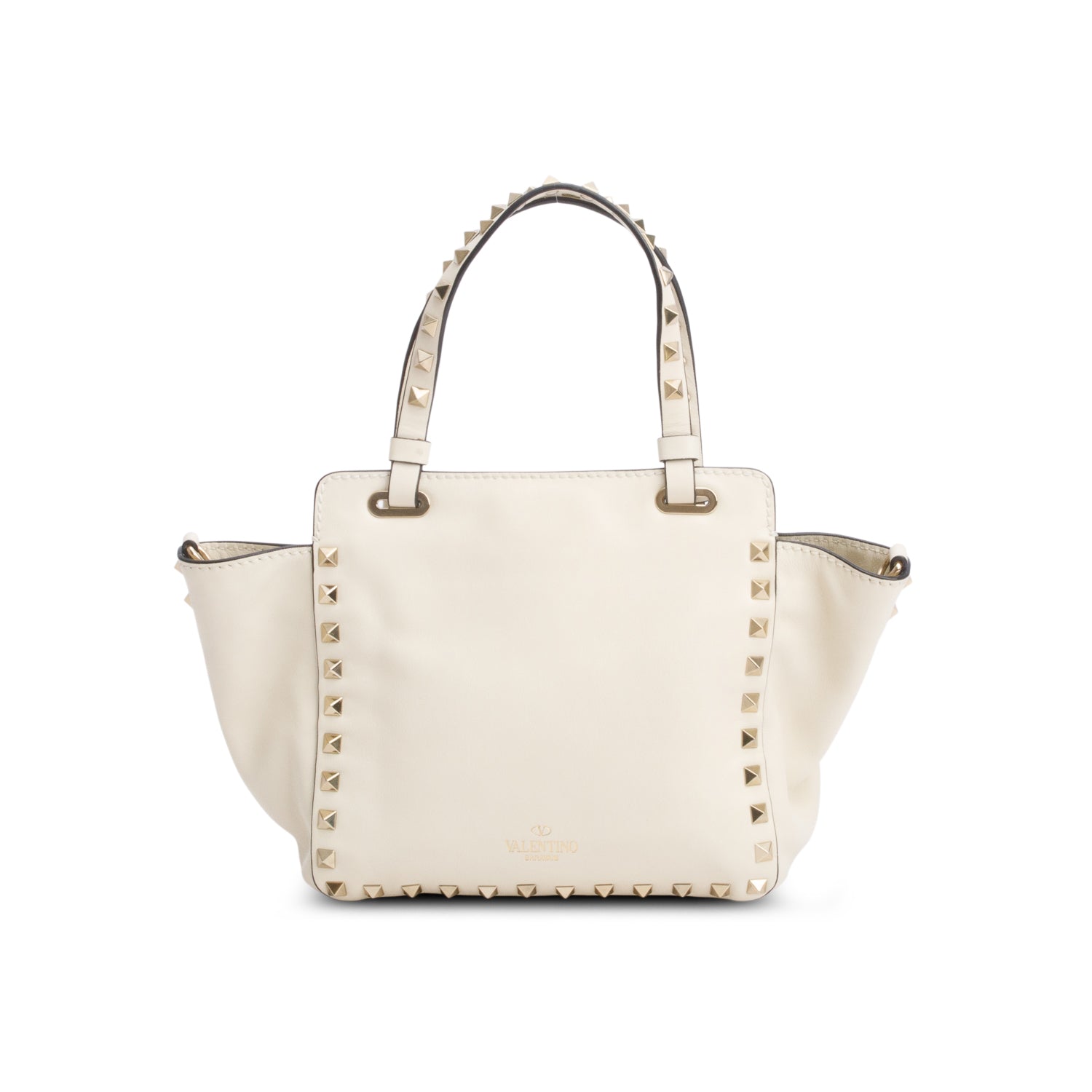 Valentino Cream Leather Mini Rockstud Tote w/ Strap