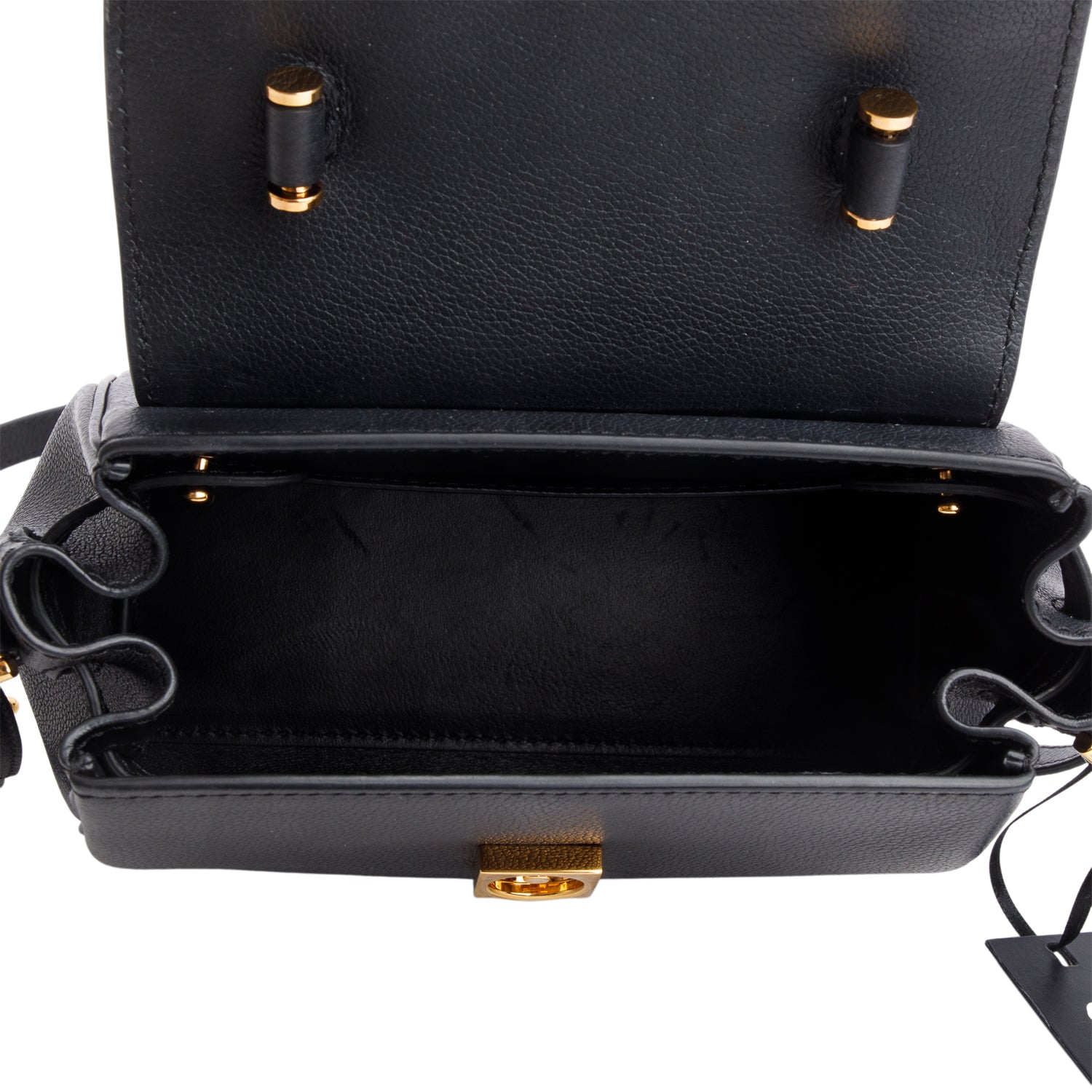 Versace Black Grained Leather La Medusa Small Handbag w/ Straps