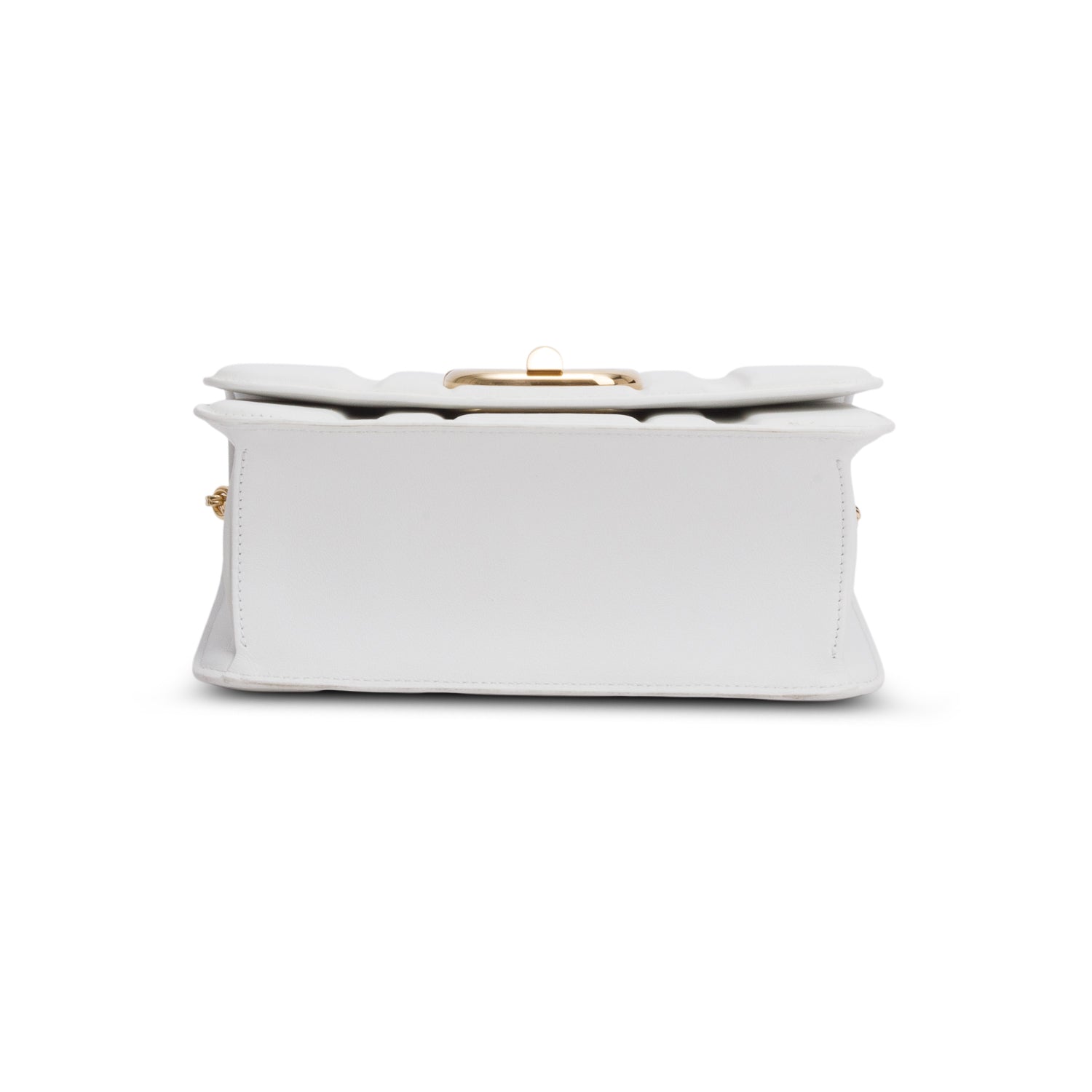 Ferragamo White Leather Gancini Leather Shoulder Bag