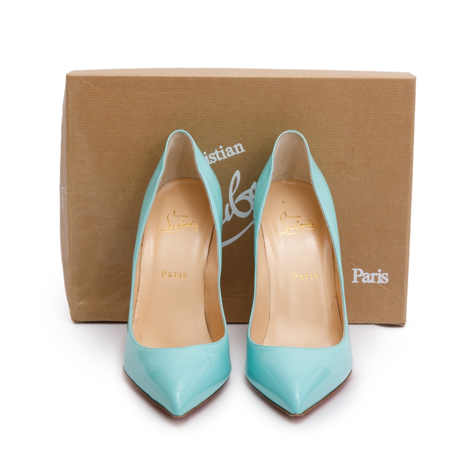 Christian Louboutin Teal Patent Leather Pigalle Follies 100 Pumps, Size 40 w/ Box