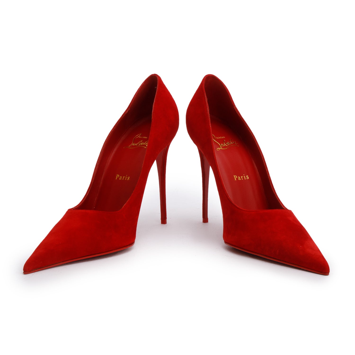 Christian Louboutin Red Velour Kate Max 100 Pumps, Size 41 w/ Box