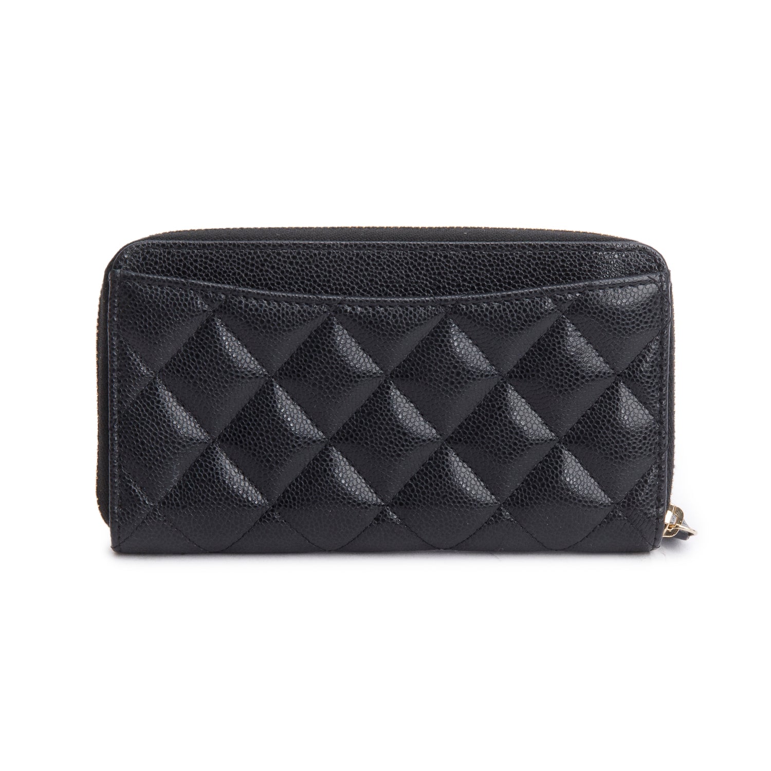 Chanel Black Caviar Medium Zip Around Wallet w/ Box