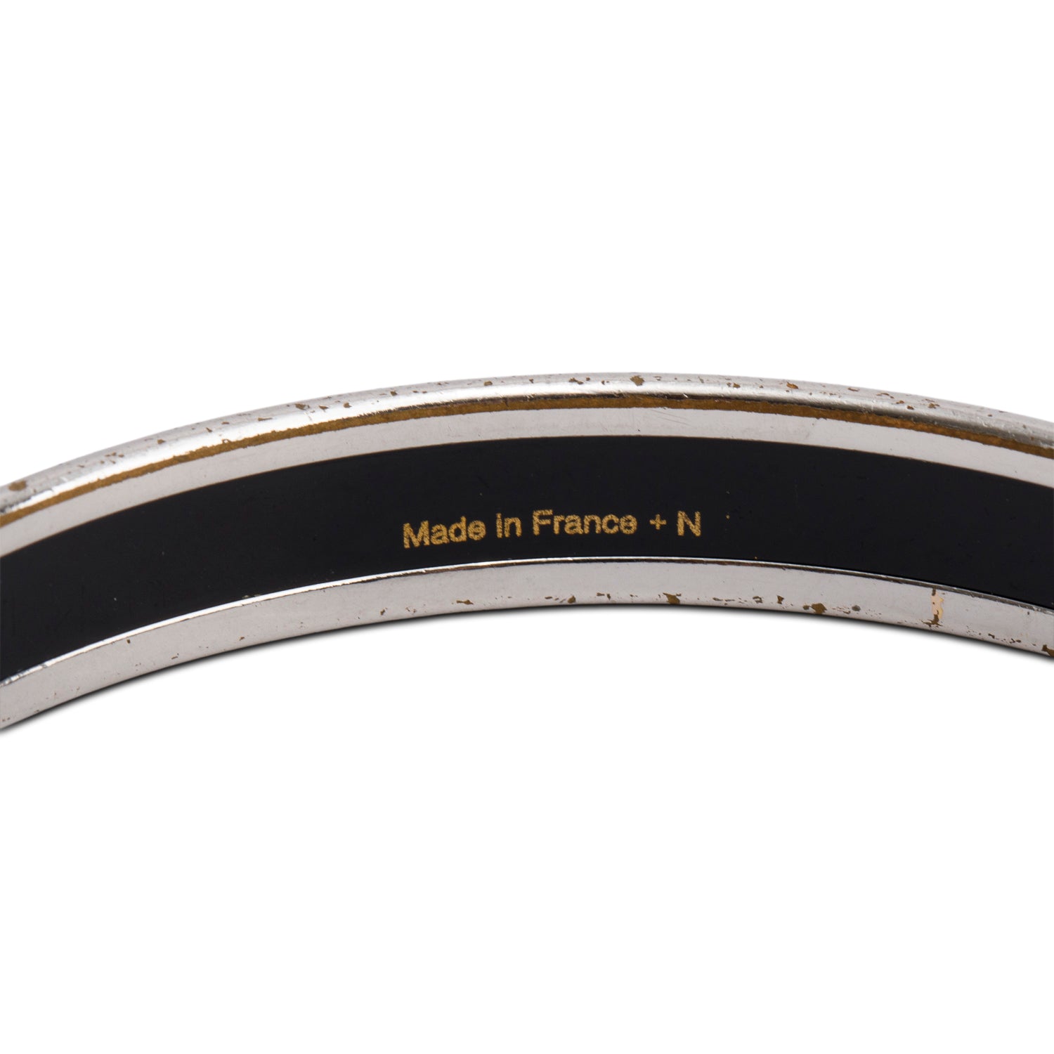 Hermes Palladium-Plated Quadridge Enamel Narrow Bangle