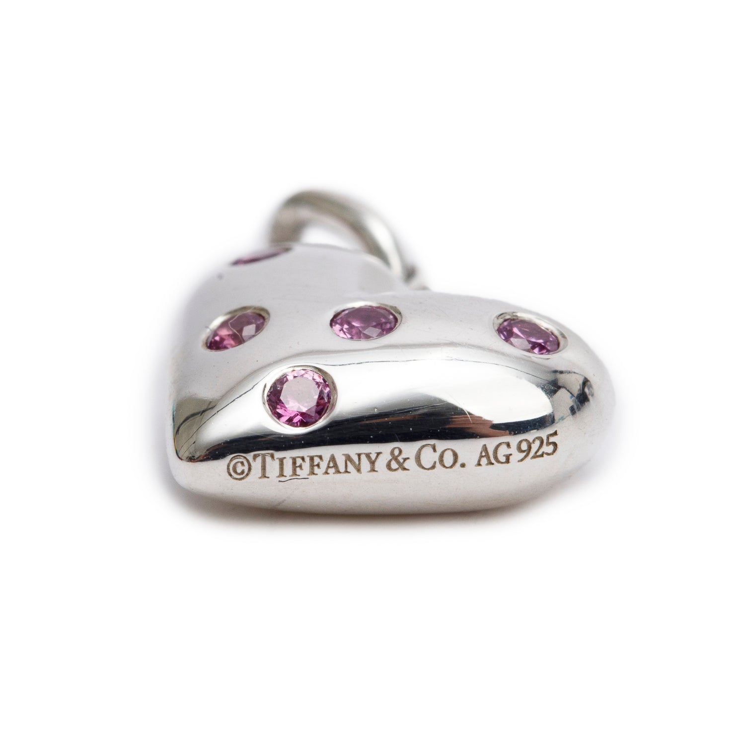 Tiffany & Co. Sterling Silver Pink Sapphire Etoile Heart Charm Pendant