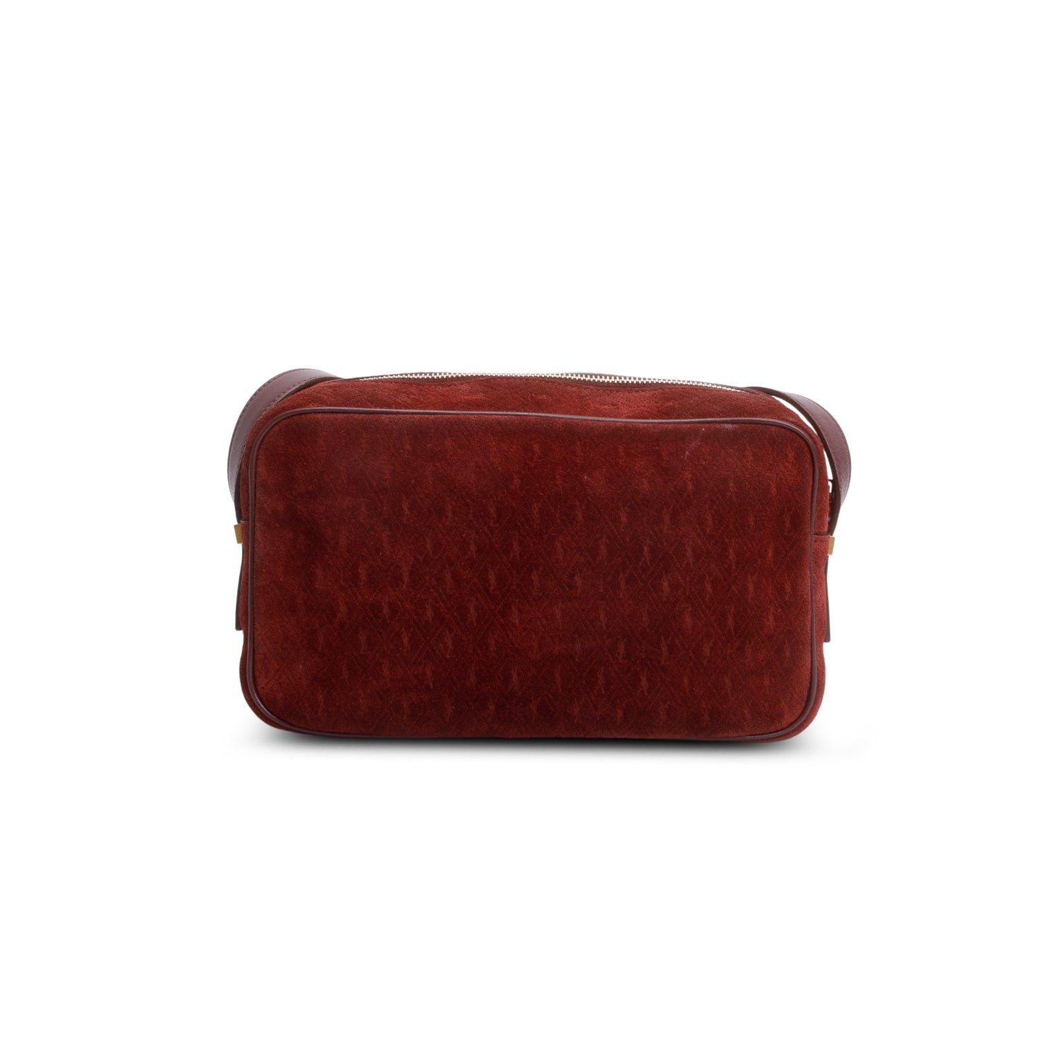 Saint Laurent Burgundy Suede Monogram All Over Camera Bag
