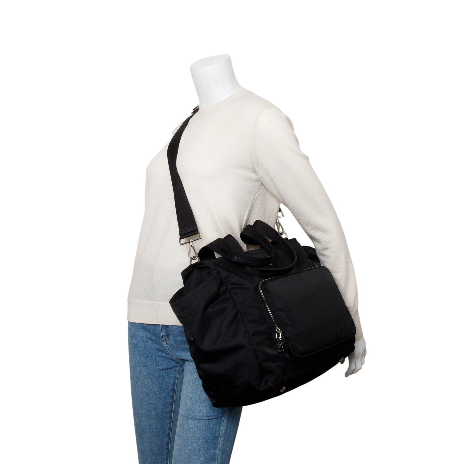 Prada Black Tessuto Nylon Diaper Bag w/ Strap