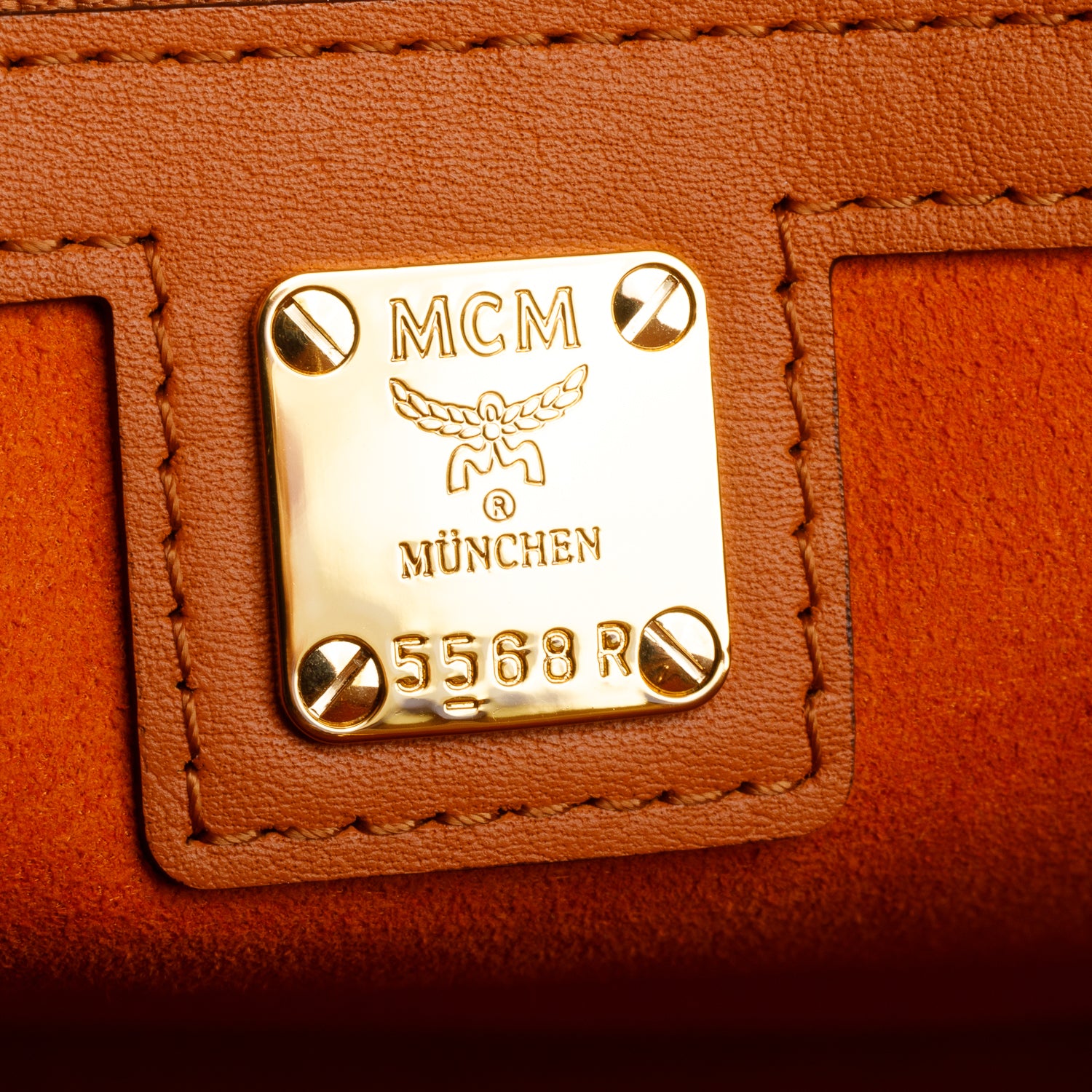 MCM Visetos Cognac X-Large Munchen Tote w/ Strap & Pouch