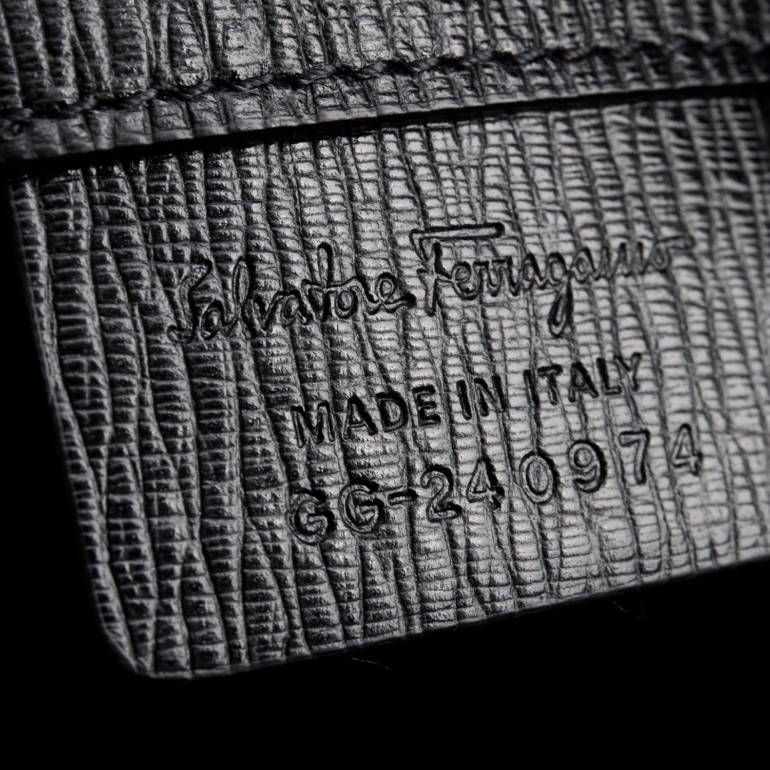 Ferragamo Black Hammered Calf Leather Gancini Messenger Bag