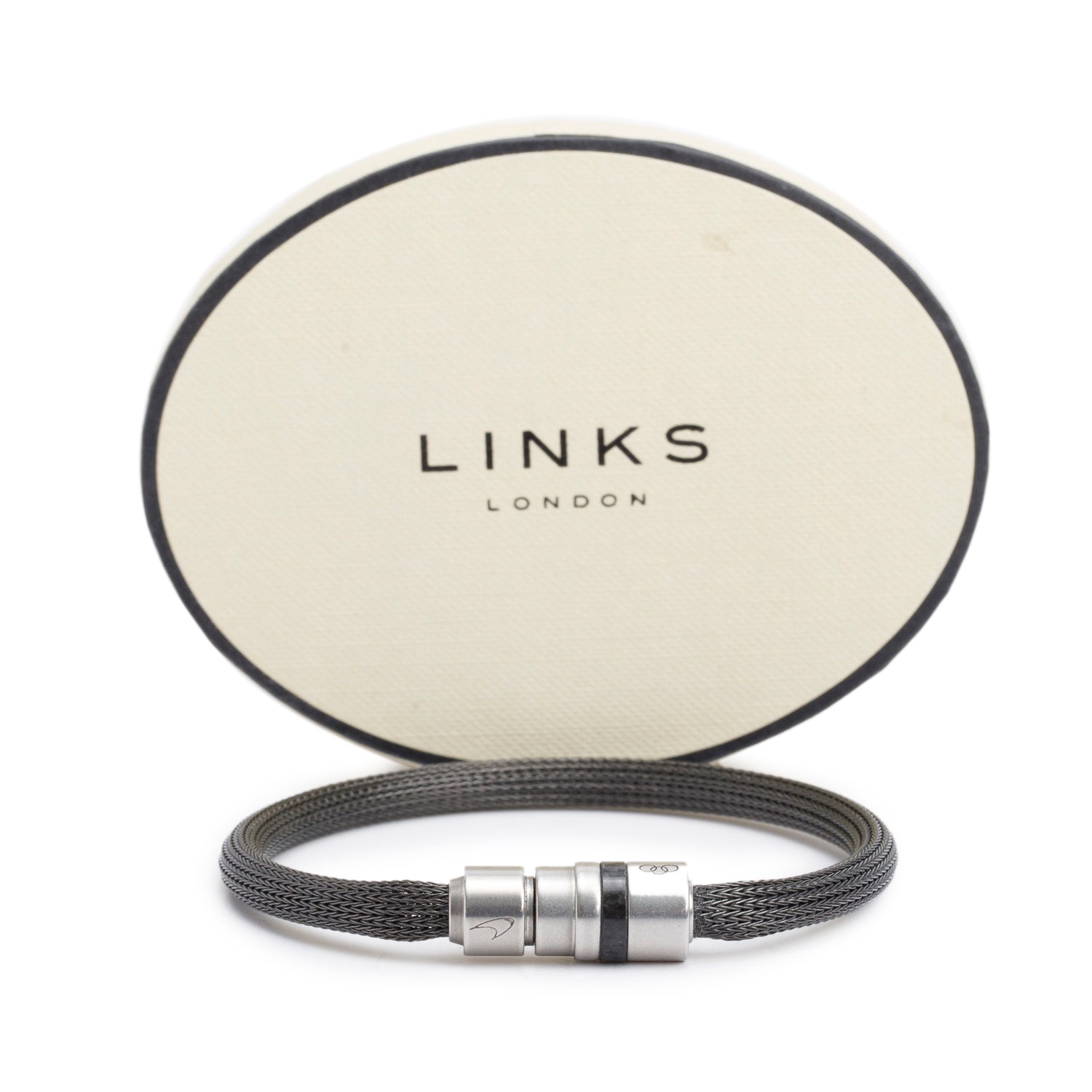 Links of London Black Carbon Fiber Mesh McLaren Sport Bracelet w/ Box