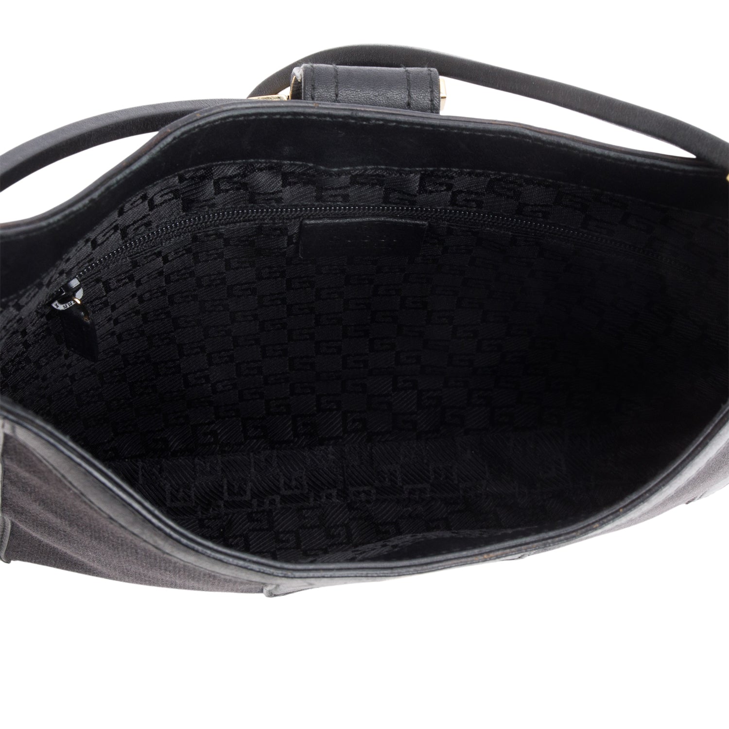 Gucci Vintage Black Canvas Leather G Buckle Shoulder Bag