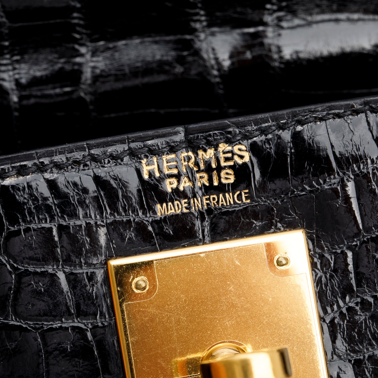 Hermes Vintage Noir Crocodile Nioticus Kelly Sellier 28 w/ Strap