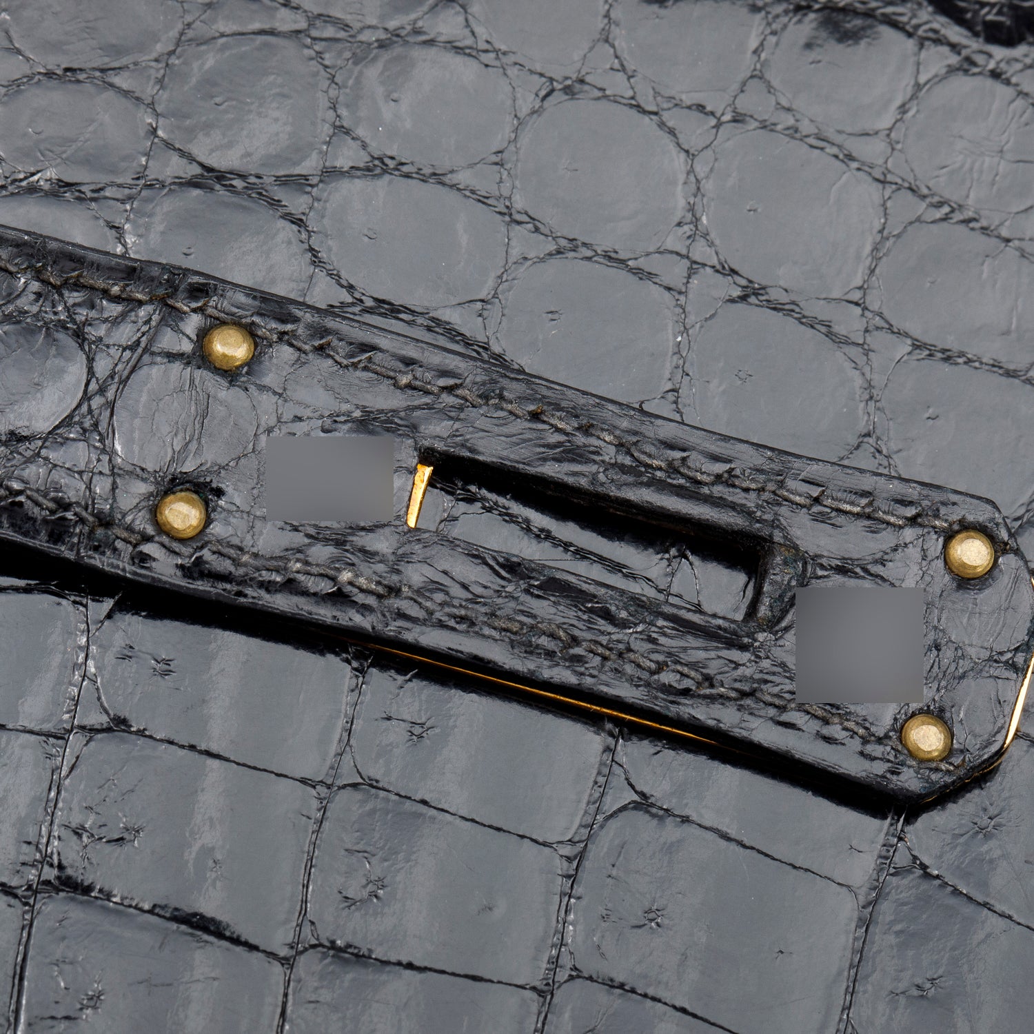 Hermes Vintage Noir Crocodile Nioticus Kelly Sellier 28 w/ Strap