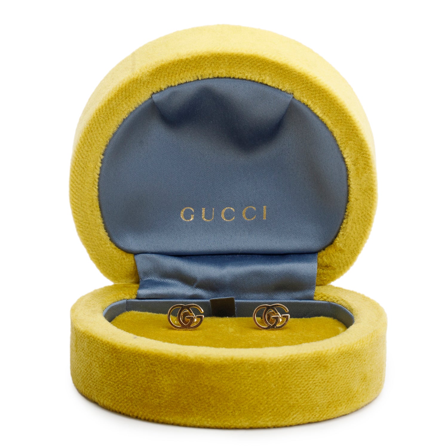 Gucci 18k Yellow Gold Interlocking G Tissue Stud Earrings w/ Box & Receipt