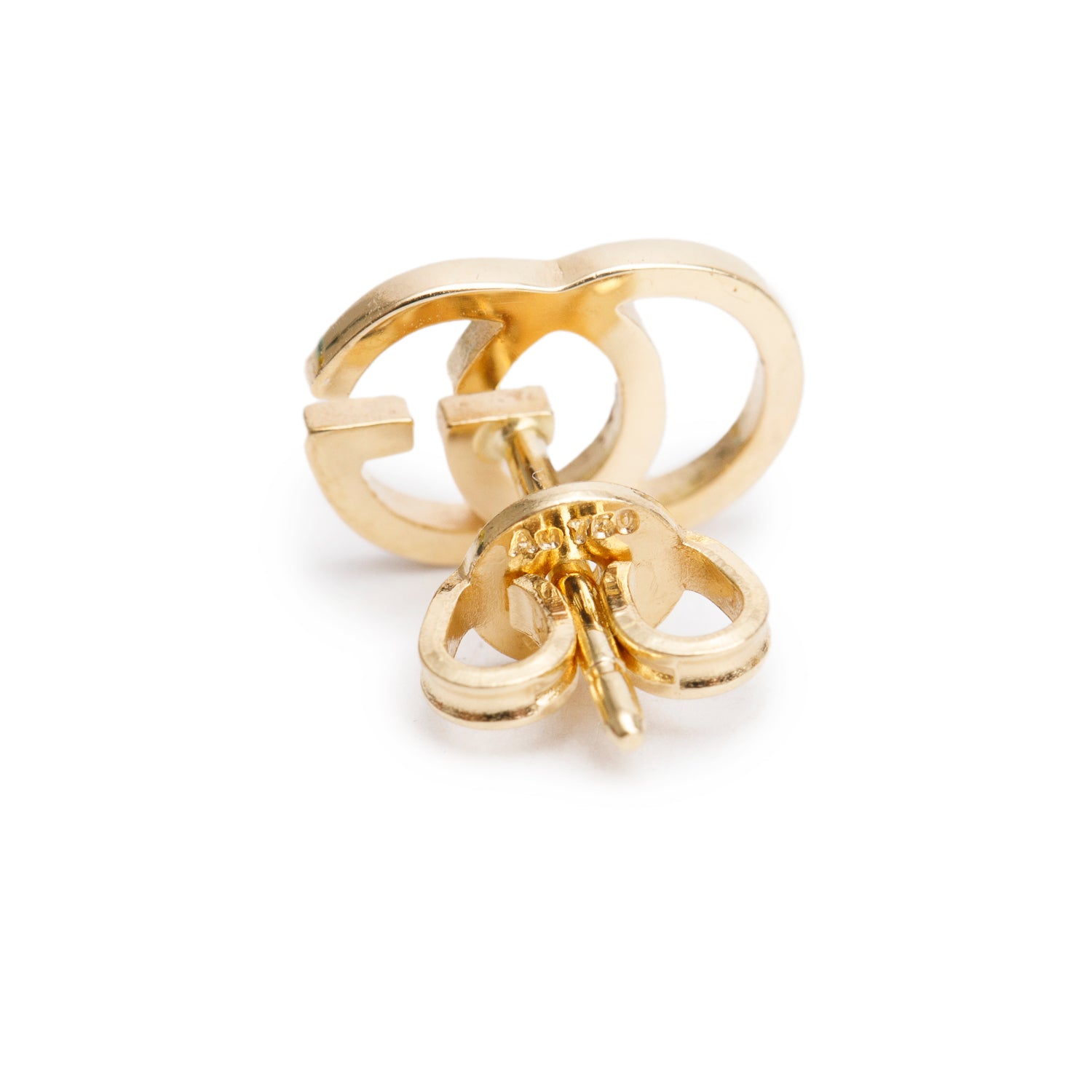 Gucci 18k Yellow Gold Interlocking G Tissue Stud Earrings w/ Box & Receipt