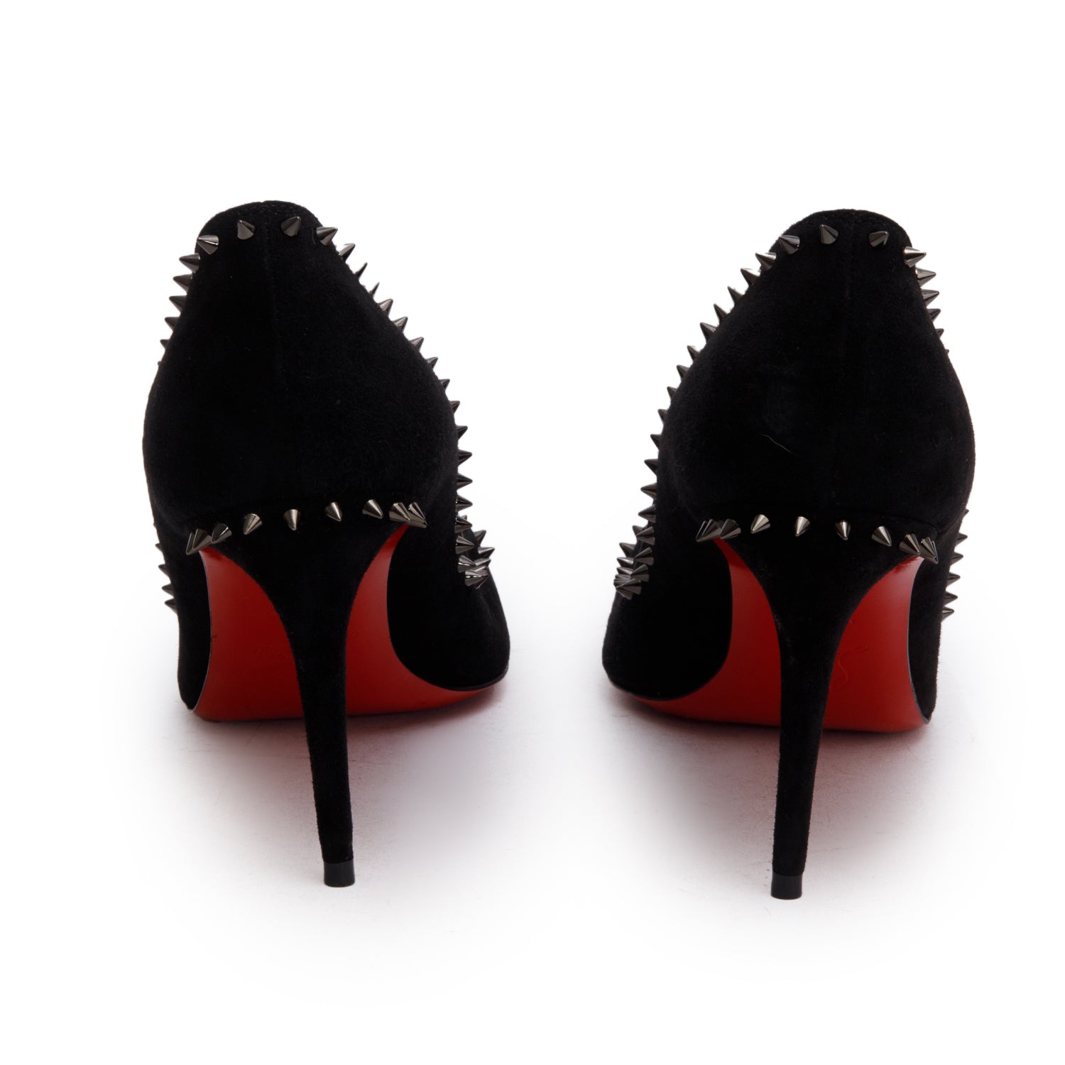 Christian Louboutin Black Suede Anjalina 100 Pumps, Size 38.5 w/ Box
