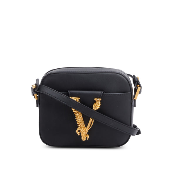 Versace Black Calfskin Leather Virtus Camera Bag – OLIVER'S