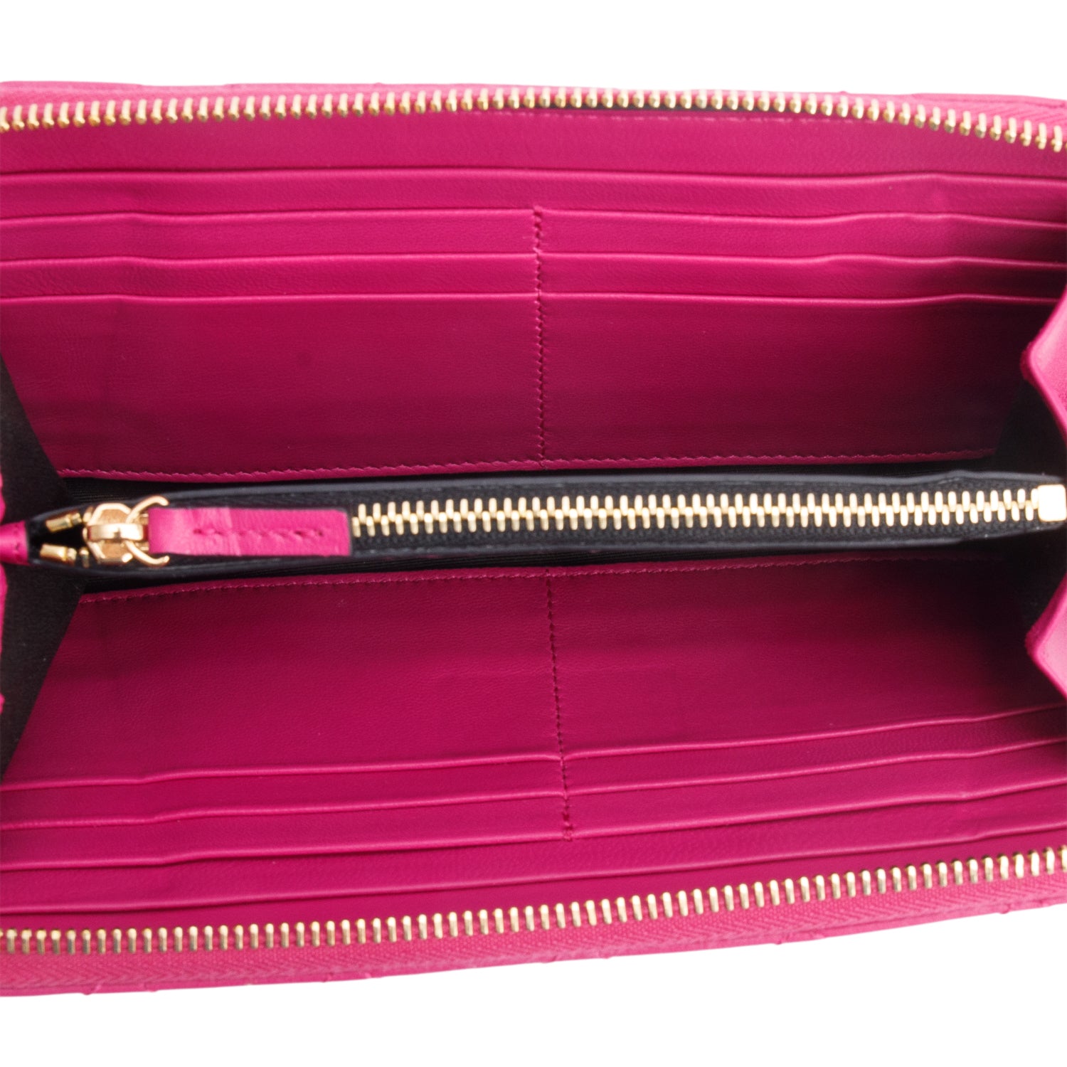 Versace Pink Nappa Quilted Leather Zip Around Wallet w/ Box