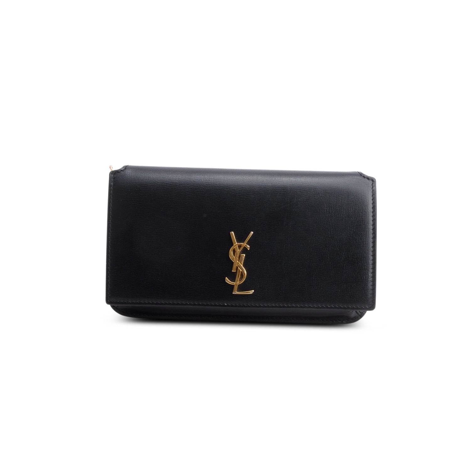 Saint Laurent 2024 Black Calfskin Leather Cassandre Phone Holder