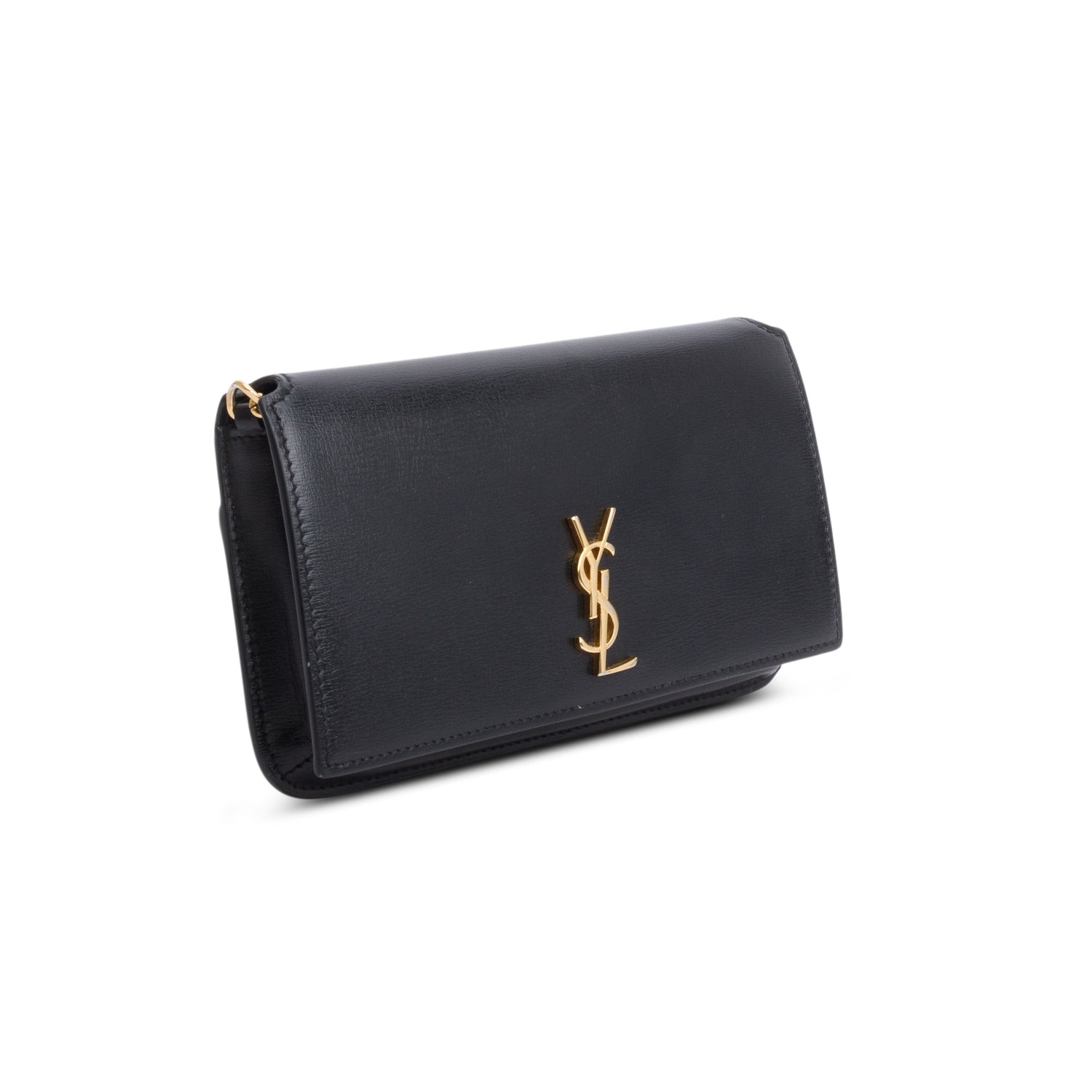 Saint Laurent 2024 Black Calfskin Leather Cassandre Phone Holder